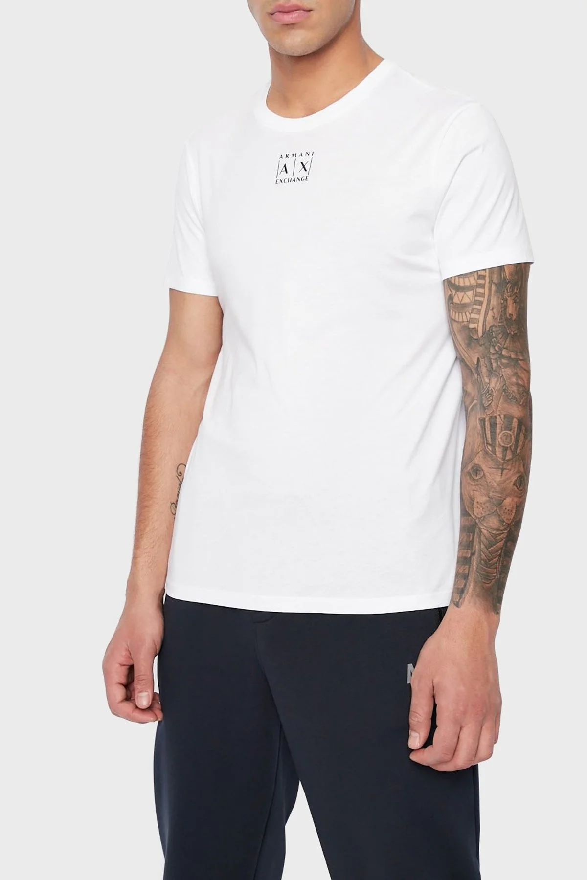Armani Exchange Logolu Bisiklet Yaka Pamuklu Regular Fit Erkek T Shirt 6LZTAA ZJA5Z 1100 BEYAZ - 1