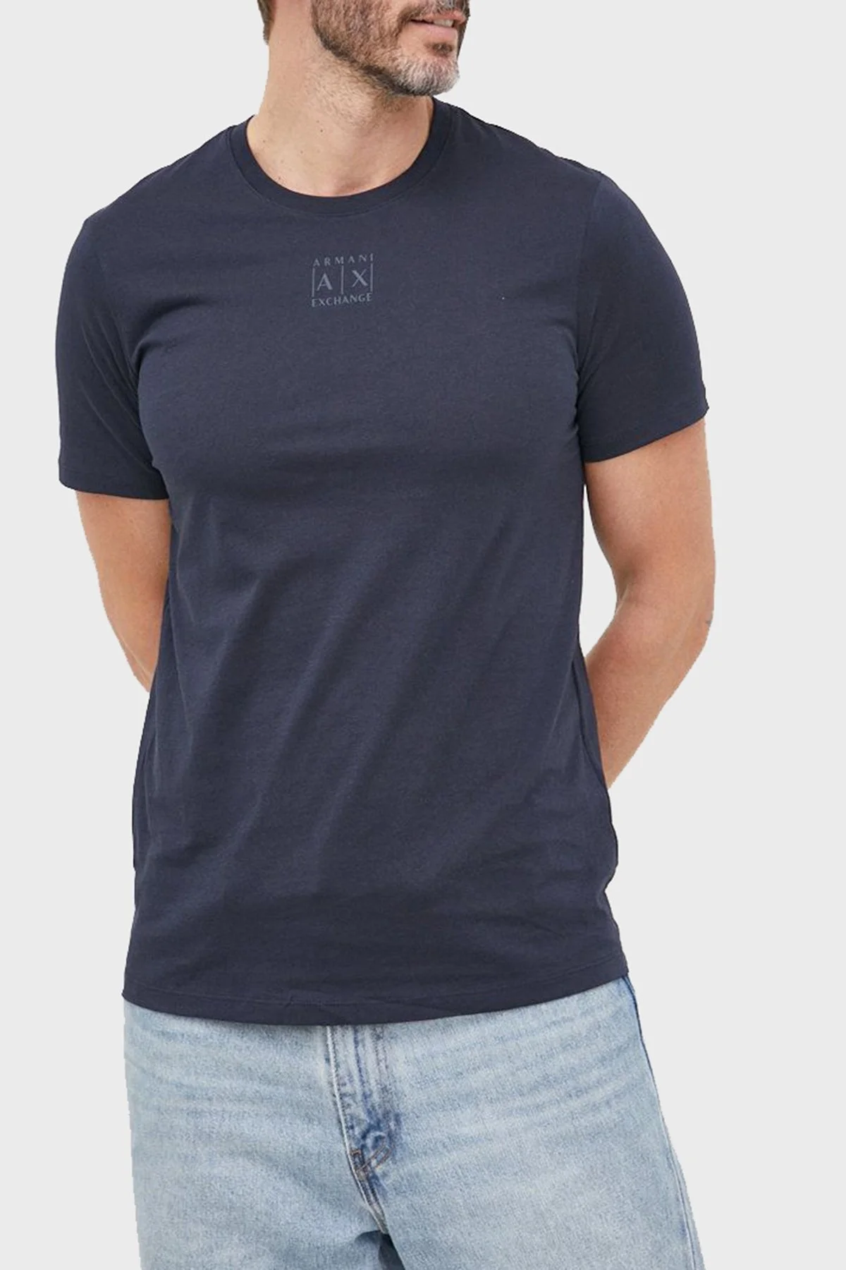 Armani Exchange Logolu Bisiklet Yaka Pamuklu Regular Fit Erkek T Shirt 6LZTAA ZJA5Z 1510 LACİVERT - 1