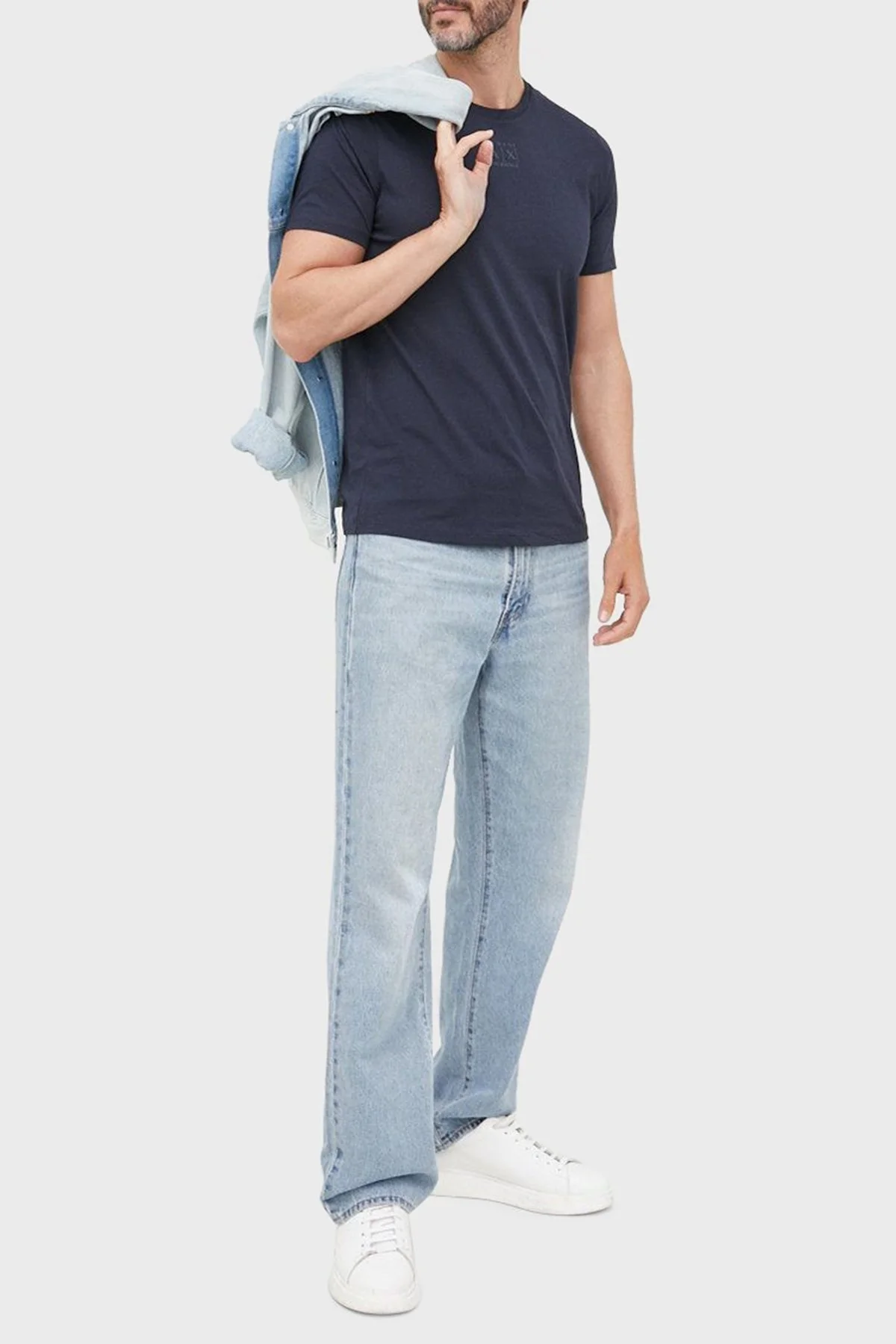 Armani Exchange Logolu Bisiklet Yaka Pamuklu Regular Fit Erkek T Shirt 6LZTAA ZJA5Z 1510 LACİVERT - 3