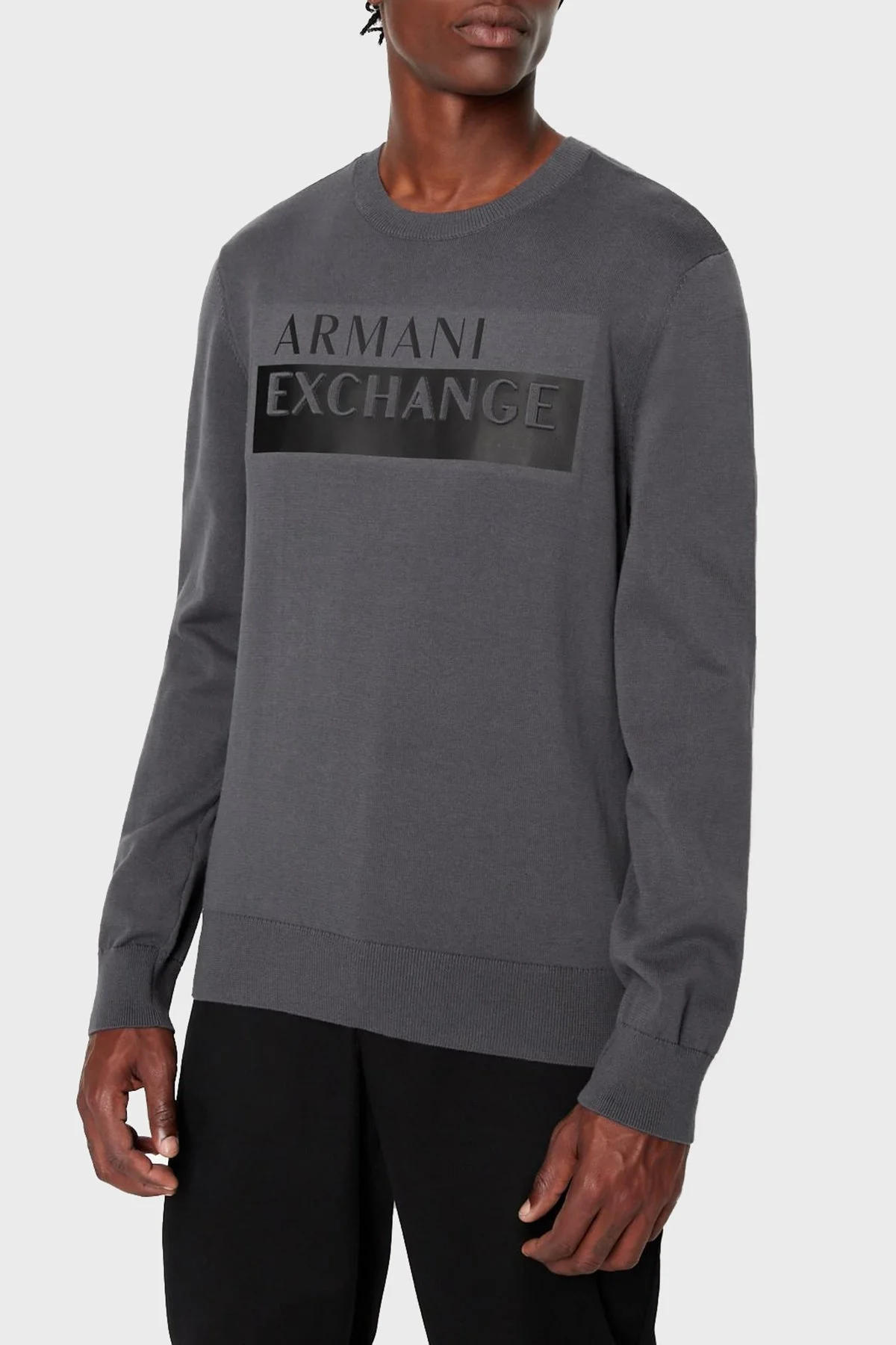 Armani Exchange Logolu Bisiklet Yaka Pamuklu Triko Erkek Kazak 6LZM2D ZMX8Z 1978 ANTRASİT - 1