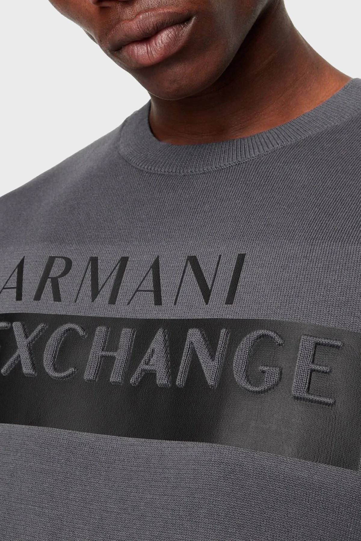 Armani Exchange Logolu Bisiklet Yaka Pamuklu Triko Erkek Kazak 6LZM2D ZMX8Z 1978 ANTRASİT - 2