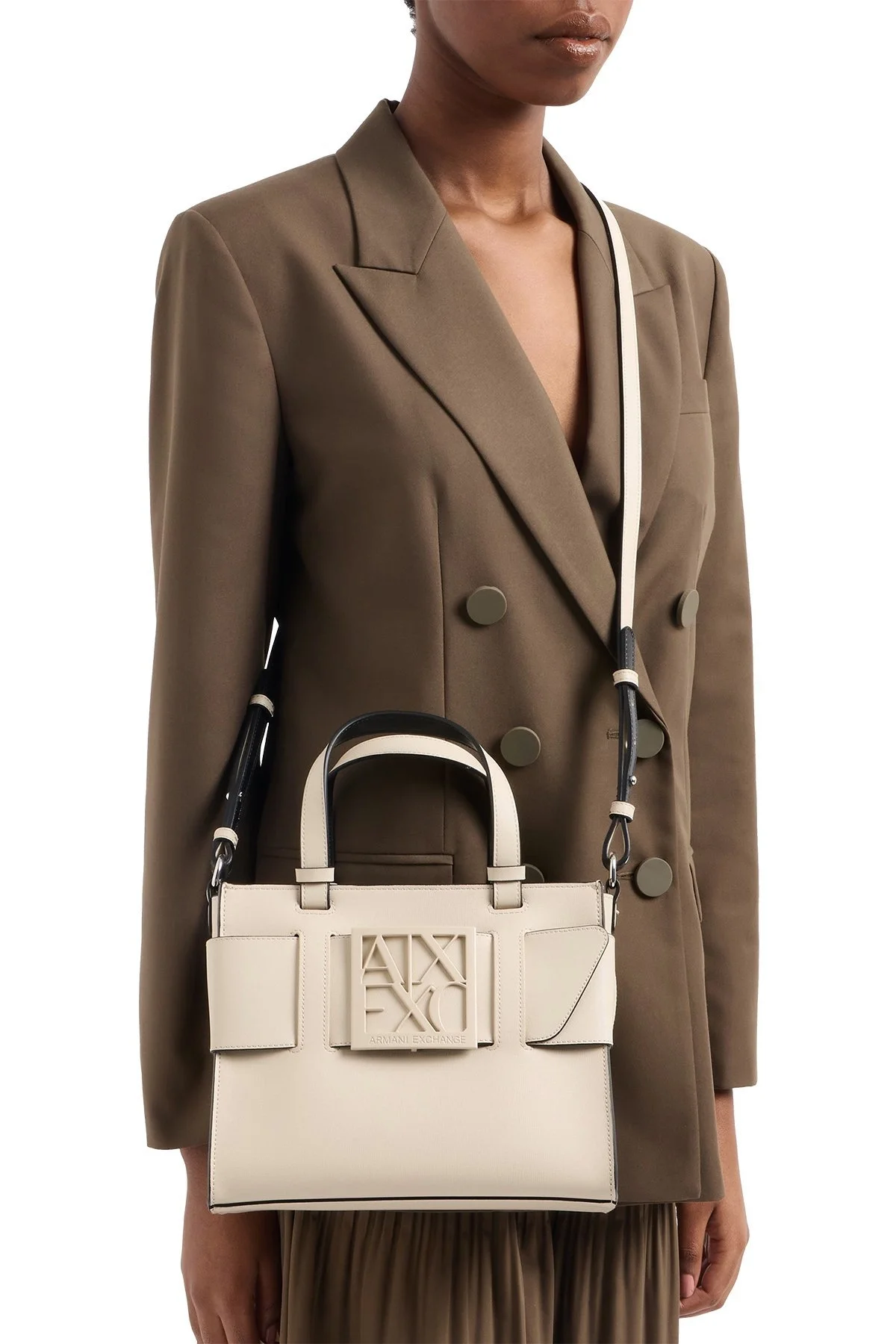 Armani Exchange Logolu Çıkarılabilir Askılı Bayan Çanta 942689 0A874 U1092 KREM - 9