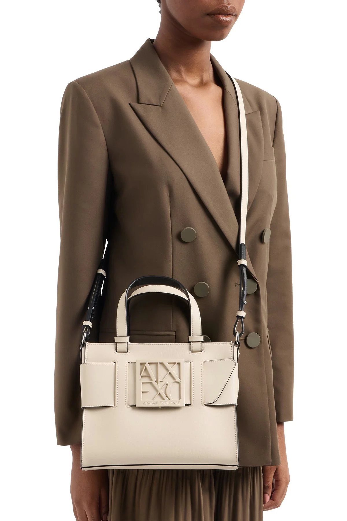 Armani Exchange Logolu Çıkarılabilir Askılı Kadın Çanta 942689 0A874 U1092 KREM - 2