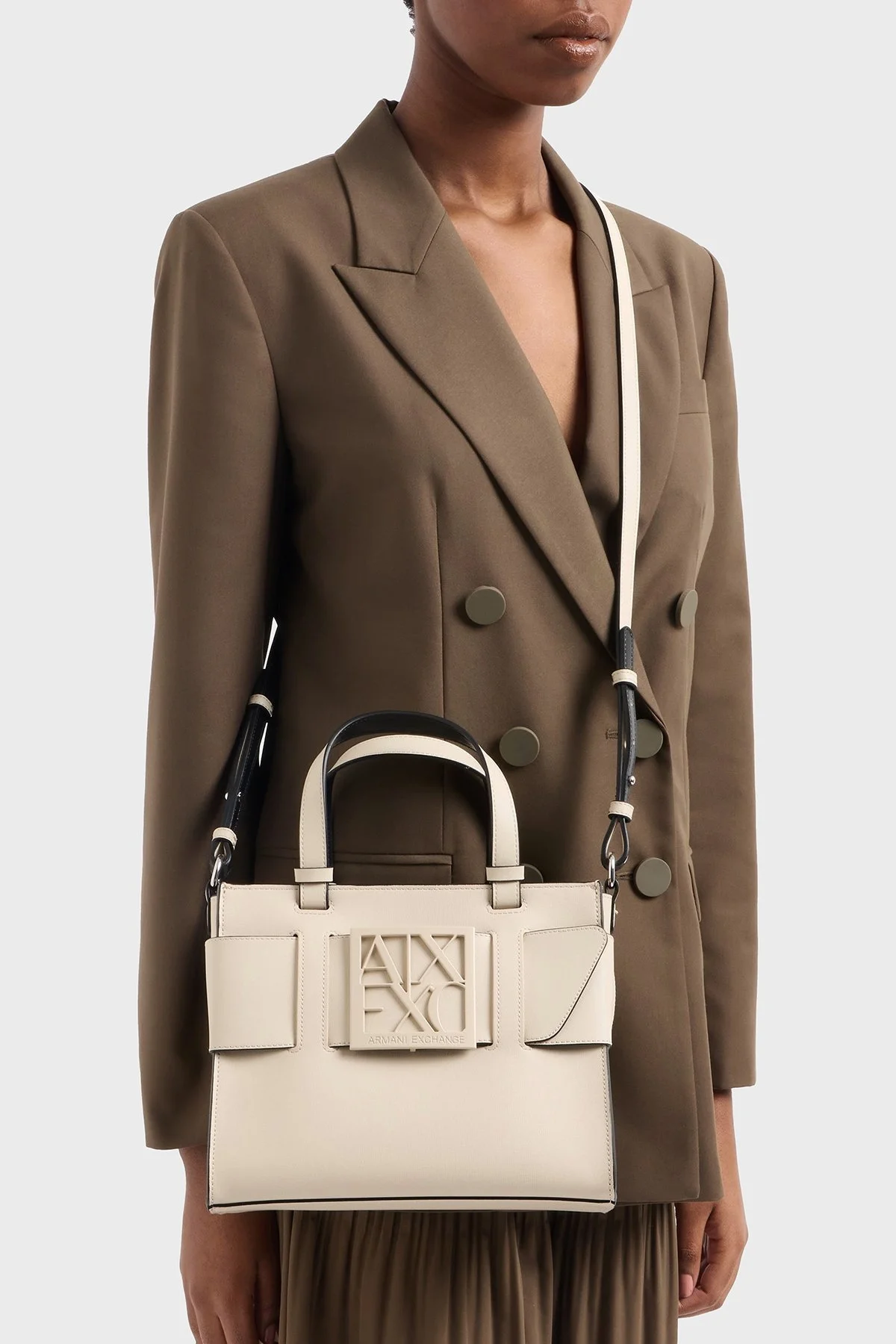 Armani Exchange Logolu Çıkarılabilir Askılı Bayan Çanta 9426900 A874 U1092 KREM - 2