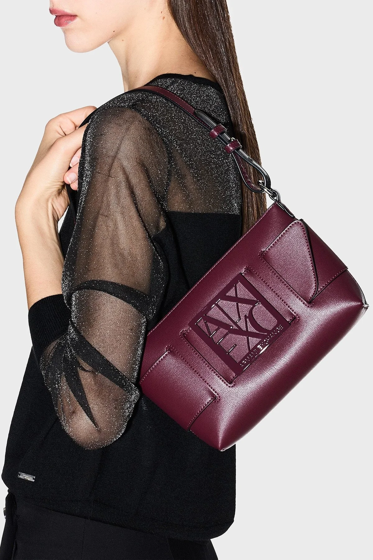 Armani Exchange Logolu Çıkarılabilir Askılı Bayan Çanta 942907 0A874 UA343 BORDO - 8