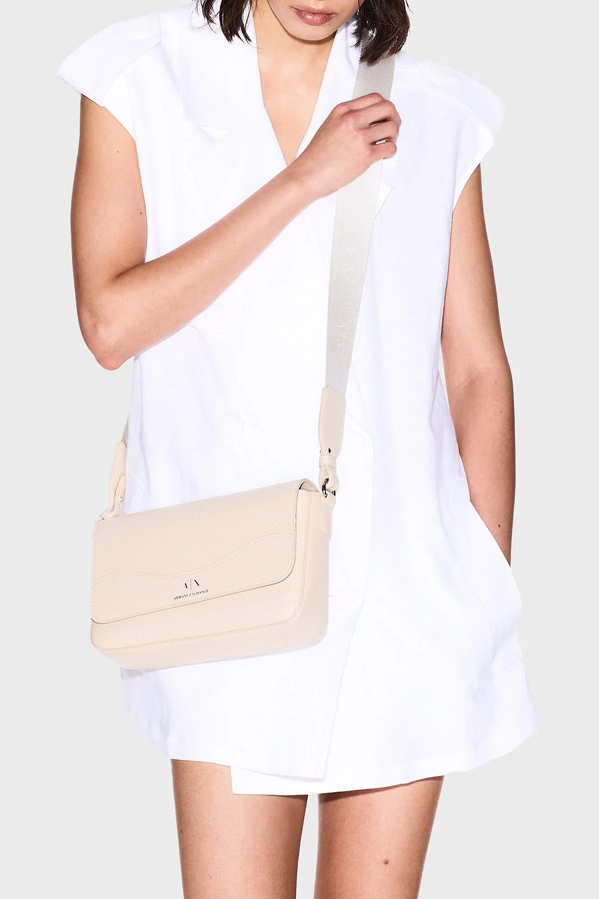 Armani Exchange Logolu Çıkarılabilir Askılı Kadın Çanta 942912 CC783 U1092 Krem - 2