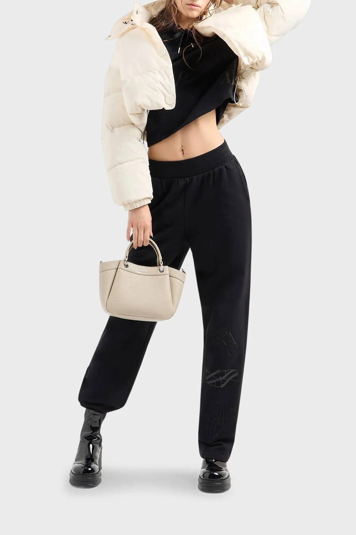 Armani Exchange Logolu Çıkarılabilir Askılı Bayan Çanta 942927 CC783 14349 BEJ - 3