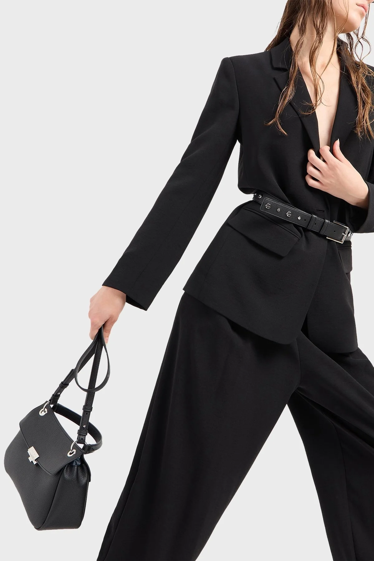 Armani Exchange Logolu Çıkarılabilir Askılı Bayan Çanta 949177 CC783 00020 SİYAH - 10