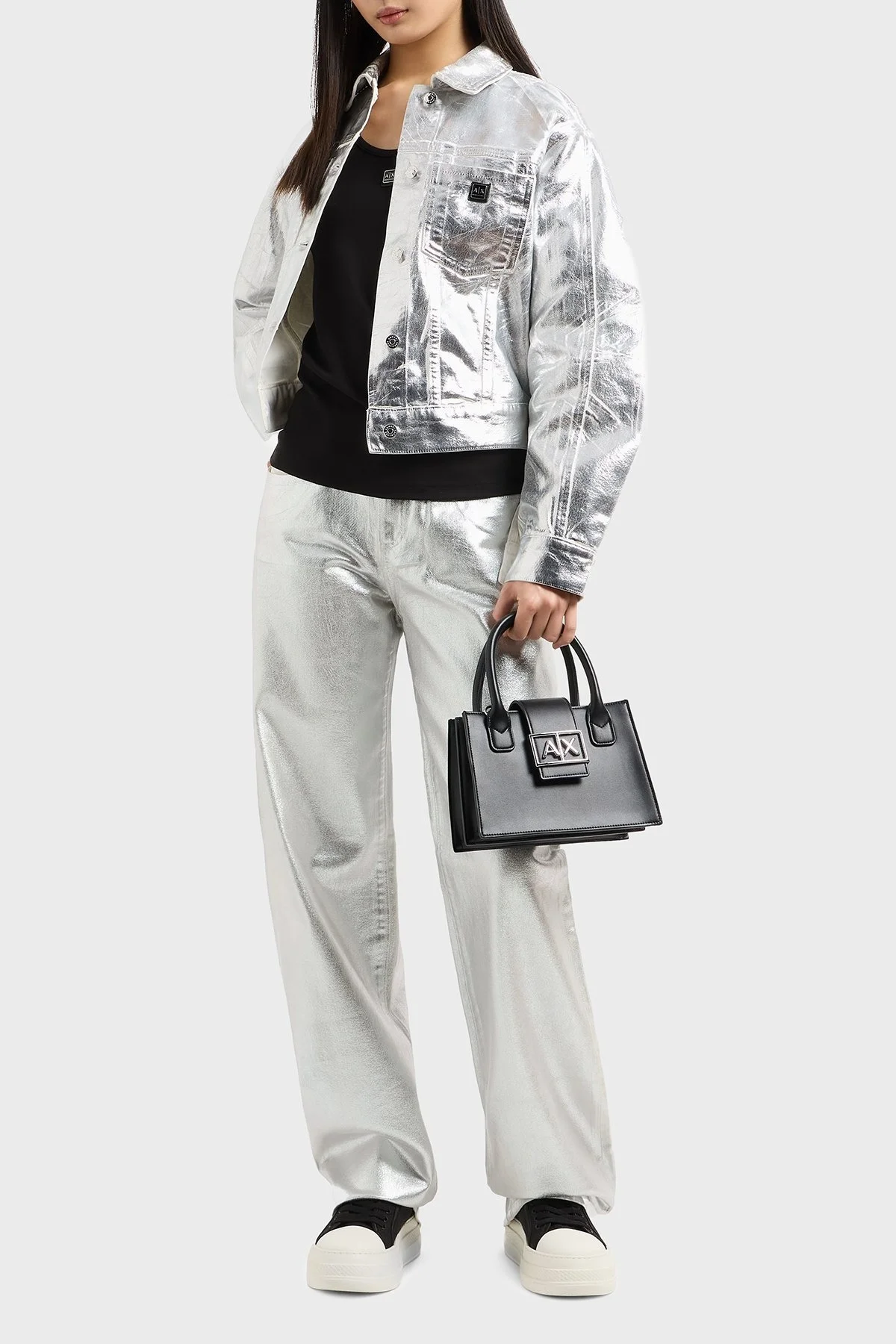 Armani Exchange Logolu Çıkarılabilir Askılı Bayan Çanta XW000306 AF12039 UC001 SİYAH - 9