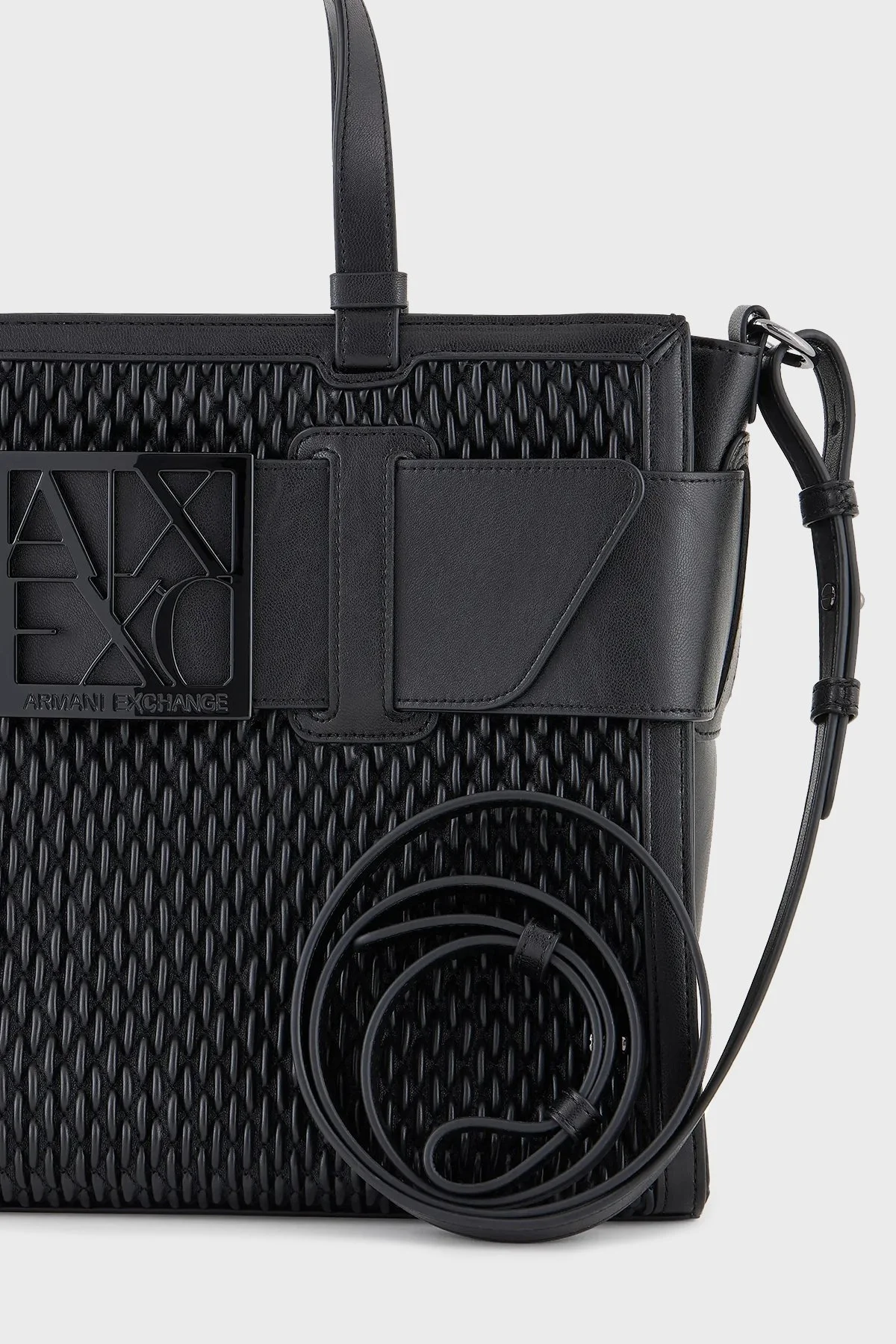 Armani Exchange Logolu Çıkarılabilir Askılı Delikli Tote Bayan Çanta 942690 4F798 00020 SİYAH - 7