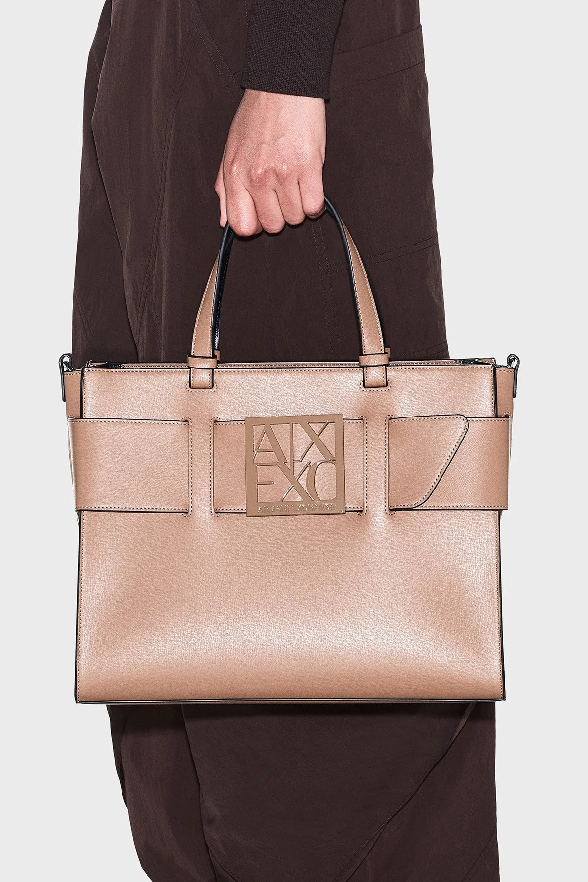 Armani Exchange Logolu Çıkarılabilir Askılı Kadın Çanta 9426890 A874 U6186 Taba - 2