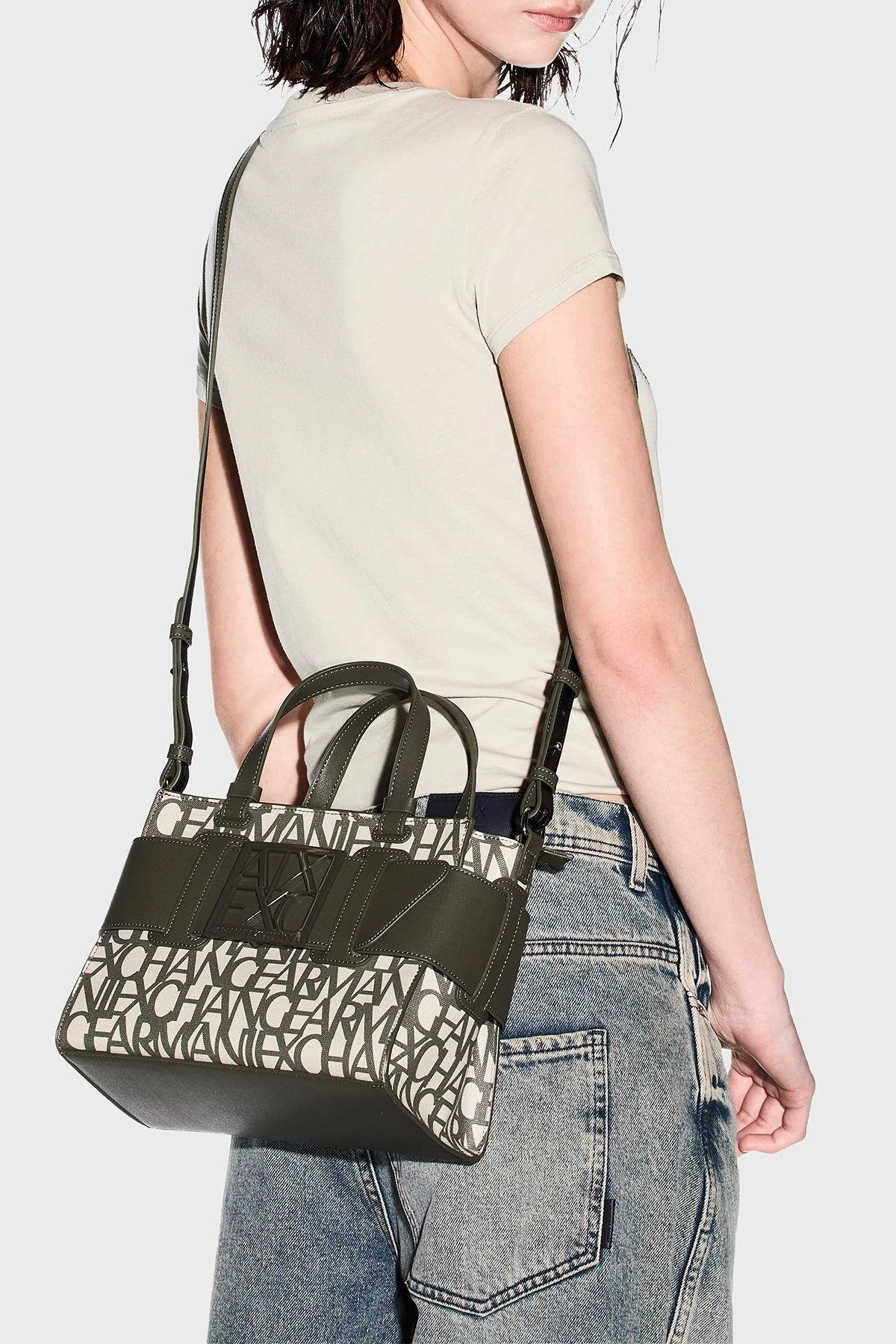 Armani Exchange Logolu Çıkarılabilir Askılı Kadın Çanta 942690 3F742 MZ317 Haki - 3