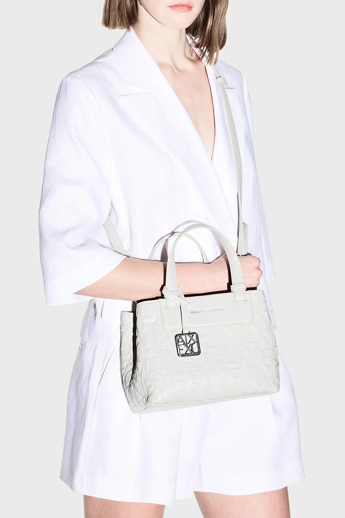 Armani Exchange Logolu Çıkarılabilir Askılı Kadın Çanta XW001576 AF15774 U0011 Beyaz - 4