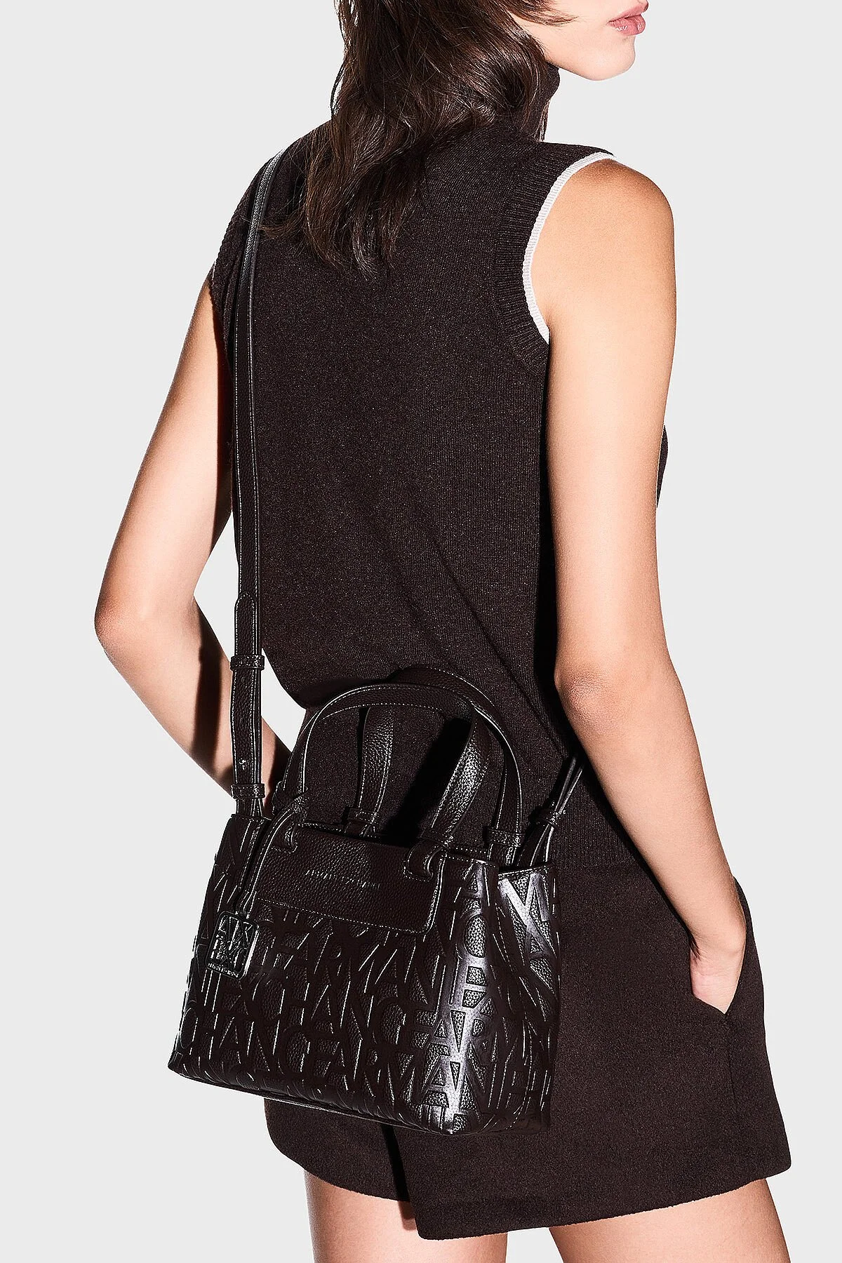 Armani Exchange Logolu Çıkarılabilir Askılı Kadın Çanta XW001576 AF15774 U6032 Kahve - 3