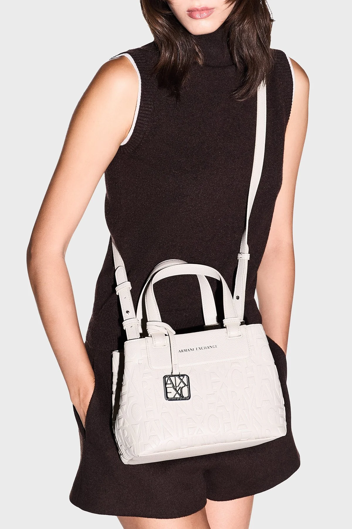 Armani Exchange Logolu Çıkarılabilir Askılı Kadın Çanta XW001576 AF15774 U6208 Ekru - 2