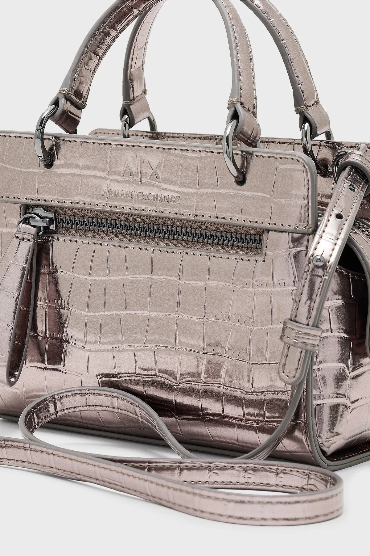 Armani Exchange Logolu Çıkarılabilir Askılı Mini Bayan Çanta XW001212 AF15628 U8097 GÜMÜŞ - 6