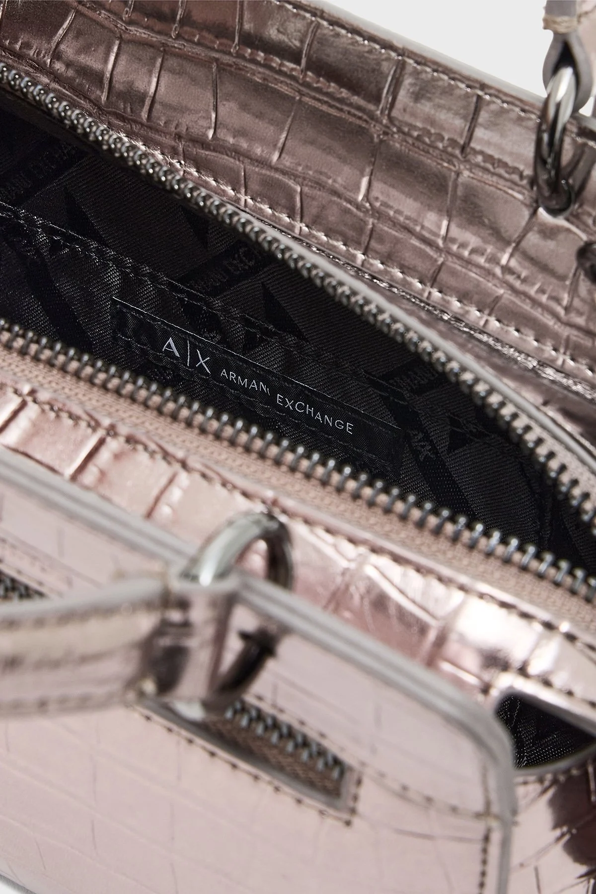Armani Exchange Logolu Çıkarılabilir Askılı Mini Bayan Çanta XW001212 AF15628 U8097 GÜMÜŞ - 7