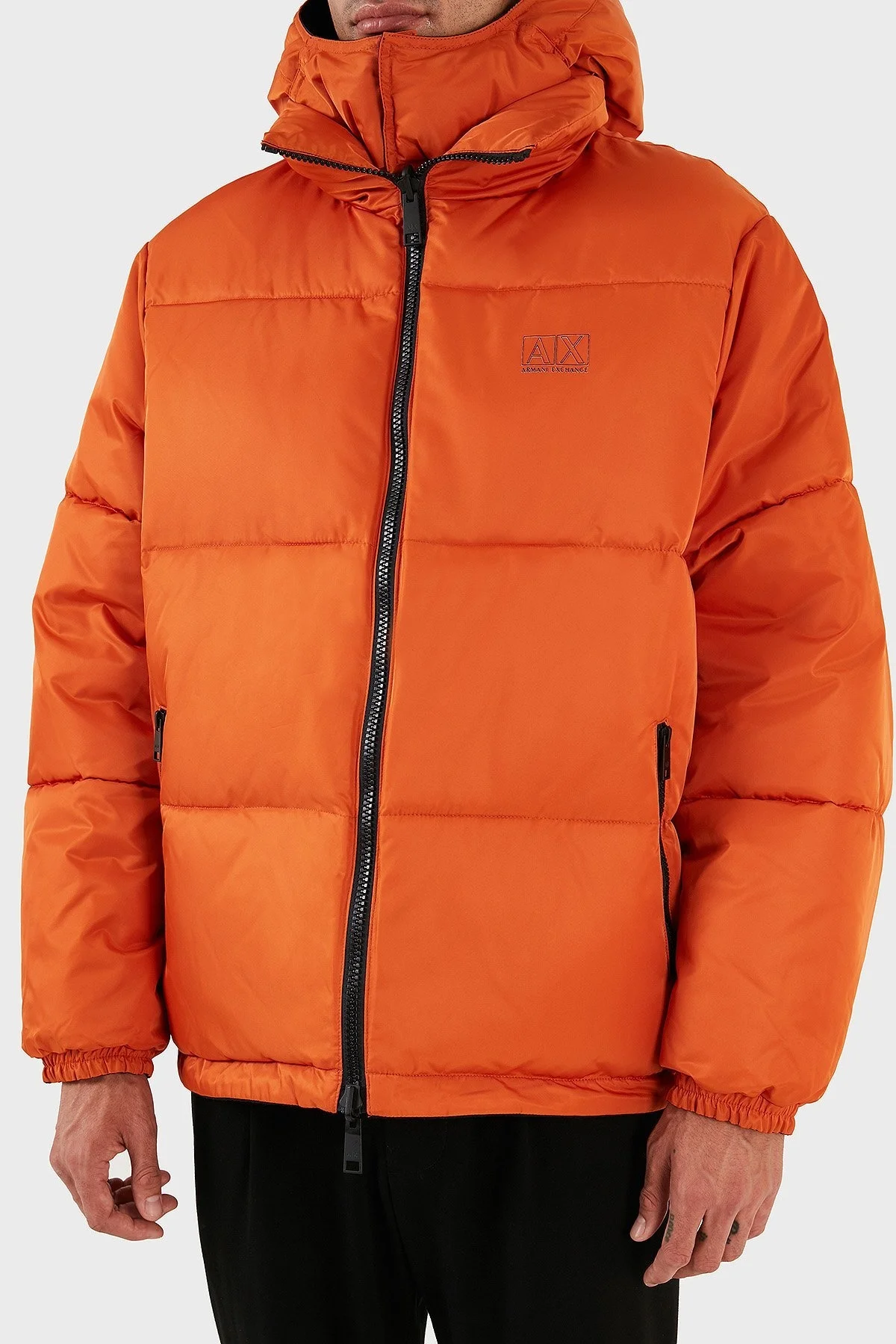 Armani Exchange Logolu Çıkarılabilir Kapüşonlu Çift Taraflı Erkek Mont 6RZB16 ZNJ7Z 52AJ SİYAH-TURUNCU - 7