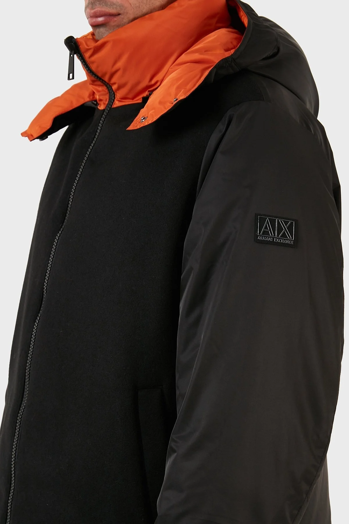 Armani Exchange Logolu Çıkarılabilir Kapüşonlu Çift Taraflı Erkek Mont 6RZB16 ZNJ7Z 52AJ SİYAH-TURUNCU - 8