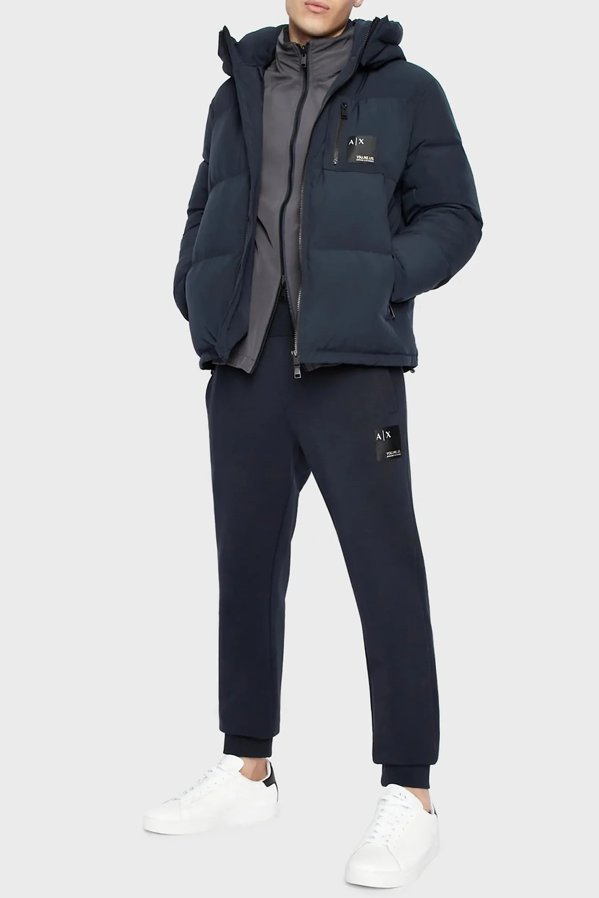 Armani Exchange Logolu Çıkarılabilir Kapüşonlu Regular Fit Erkek Mont 6LZB12 ZNICZ 1510 LACİVERT - 3