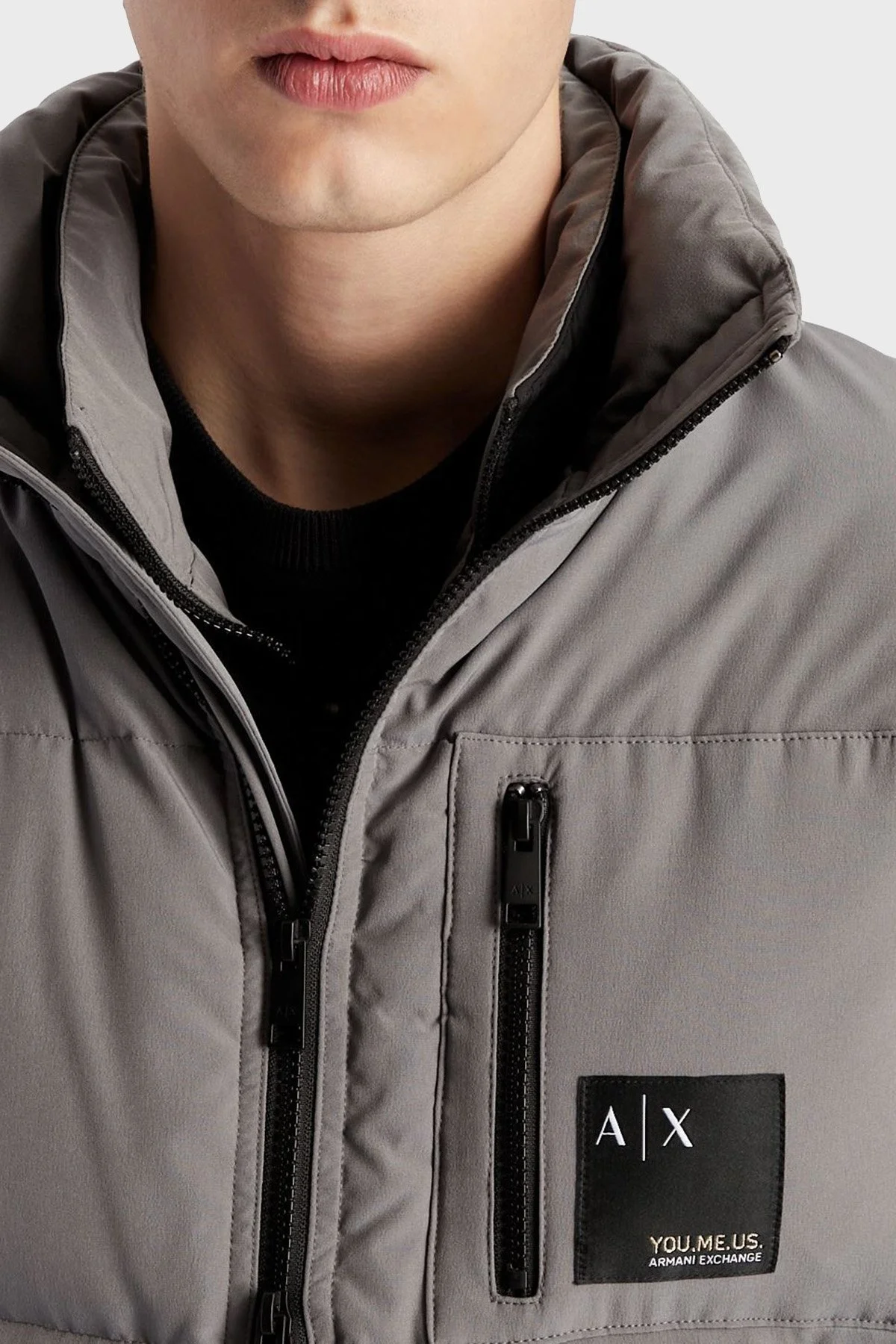 Armani Exchange Logolu Çıkarılabilir Kapüşonlu Regular Fit Erkek Mont 6LZB12 ZNICZ 1925 GRİ - 4