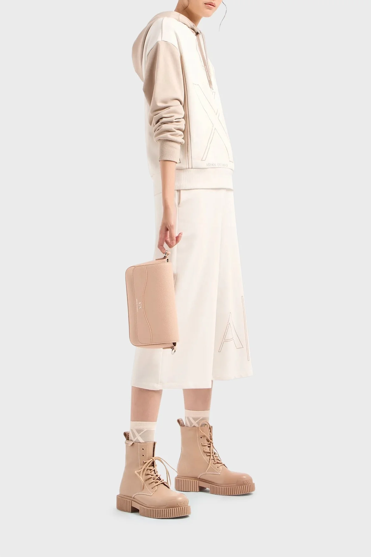 Armani Exchange Logolu Çıkarılabilir Omuz Askılı Bayan Çanta 942912 CC783 05871 PUDRA - 3