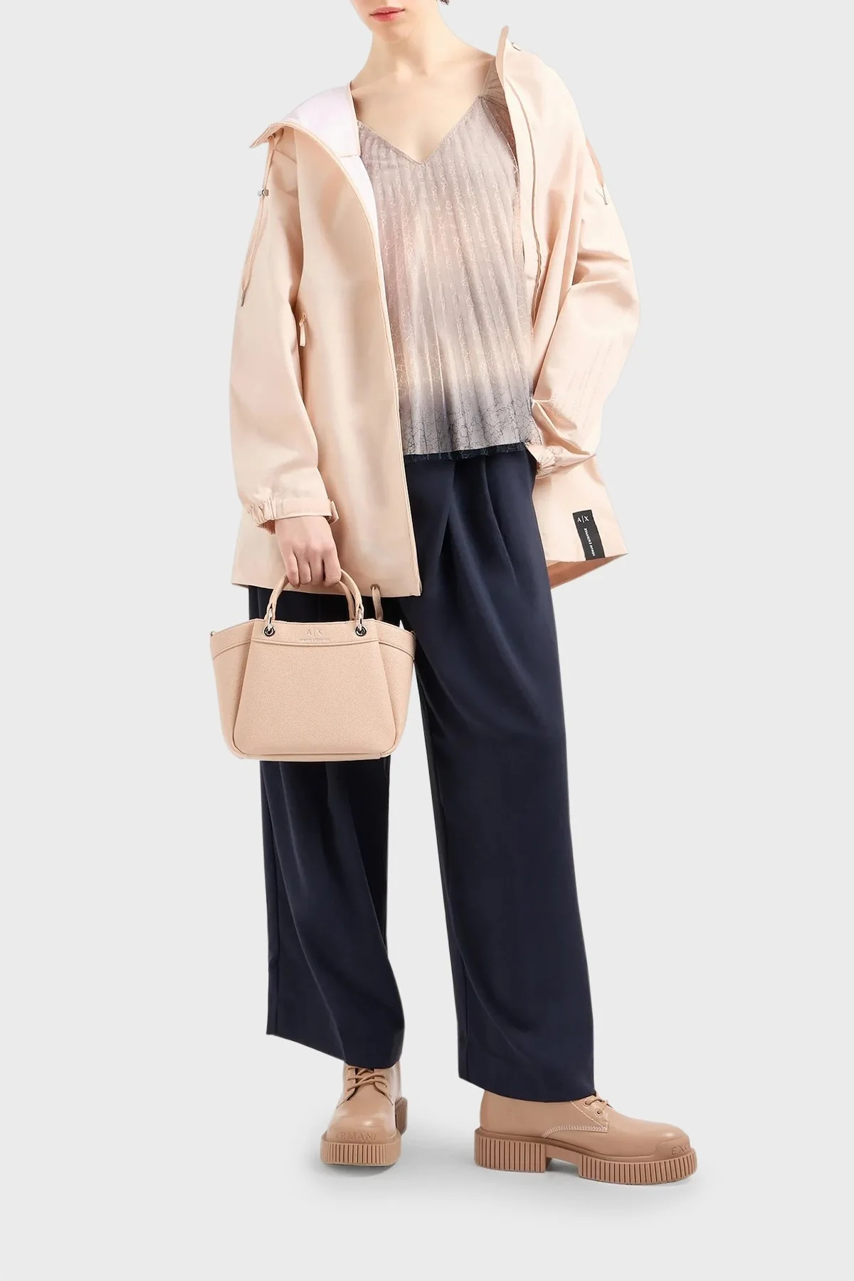 Armani Exchange Logolu Çıkarılabilir Omuz Askılı Bayan Çanta 942927 CC783 05871 PUDRA - 3