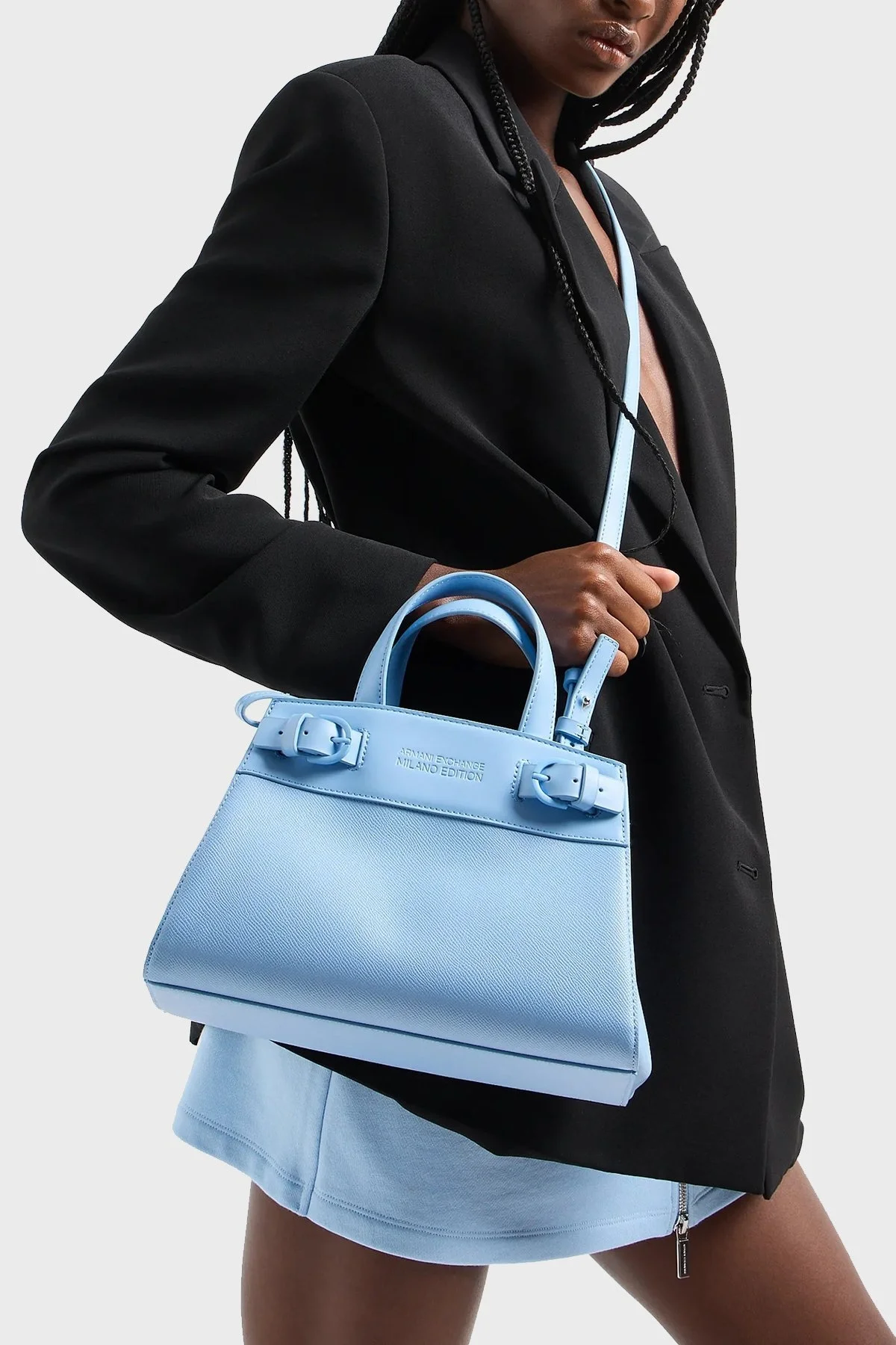 Armani Exchange Logolu Çıkarılabilir ve Ayarlanabilir Uzatma Askılı Bayan Çanta 949136 4R750 24532 MAVİ - 3