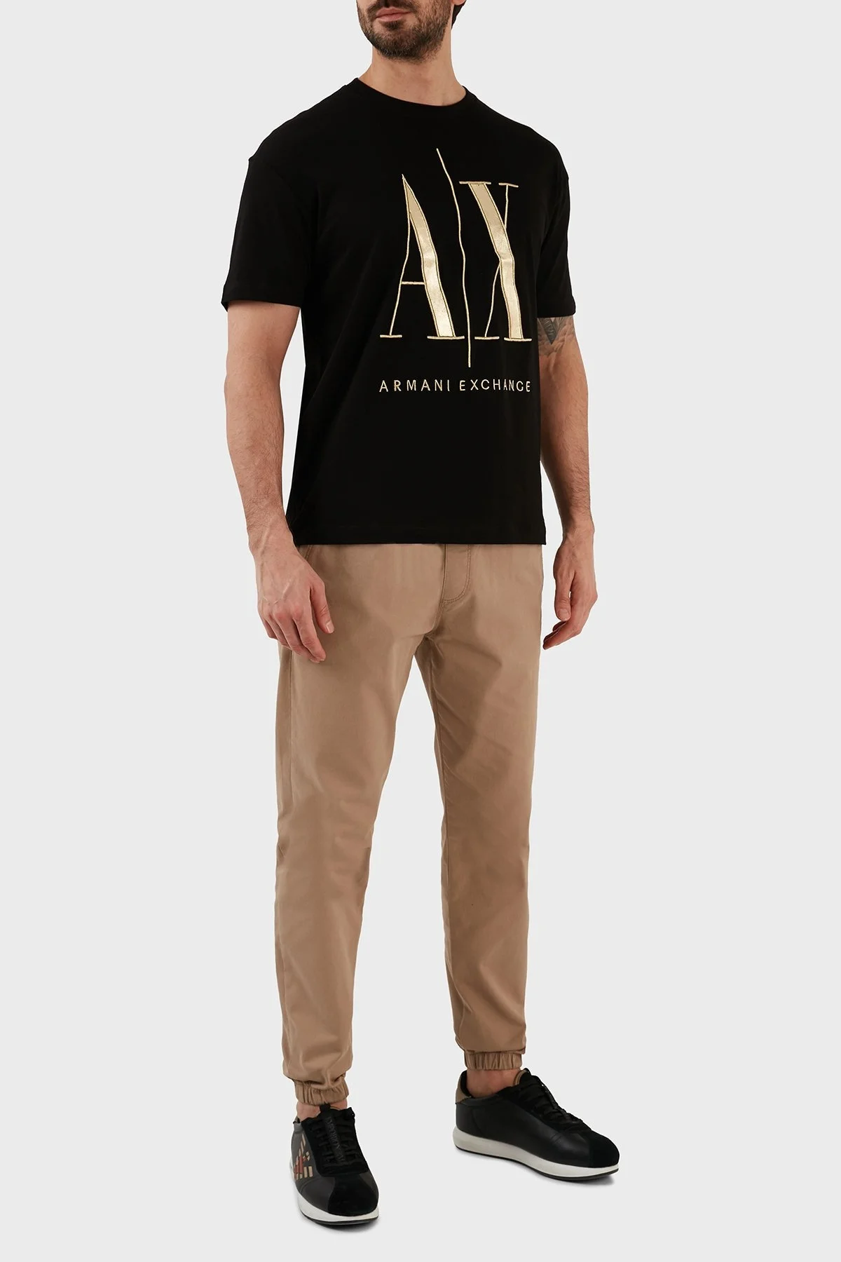 Armani Exchange Logolu Comfort Fit Bisiklet Yaka % 100 Pamuk Erkek T Shirt 8NZTPQ ZJH4Z 1200 SİYAH - 3