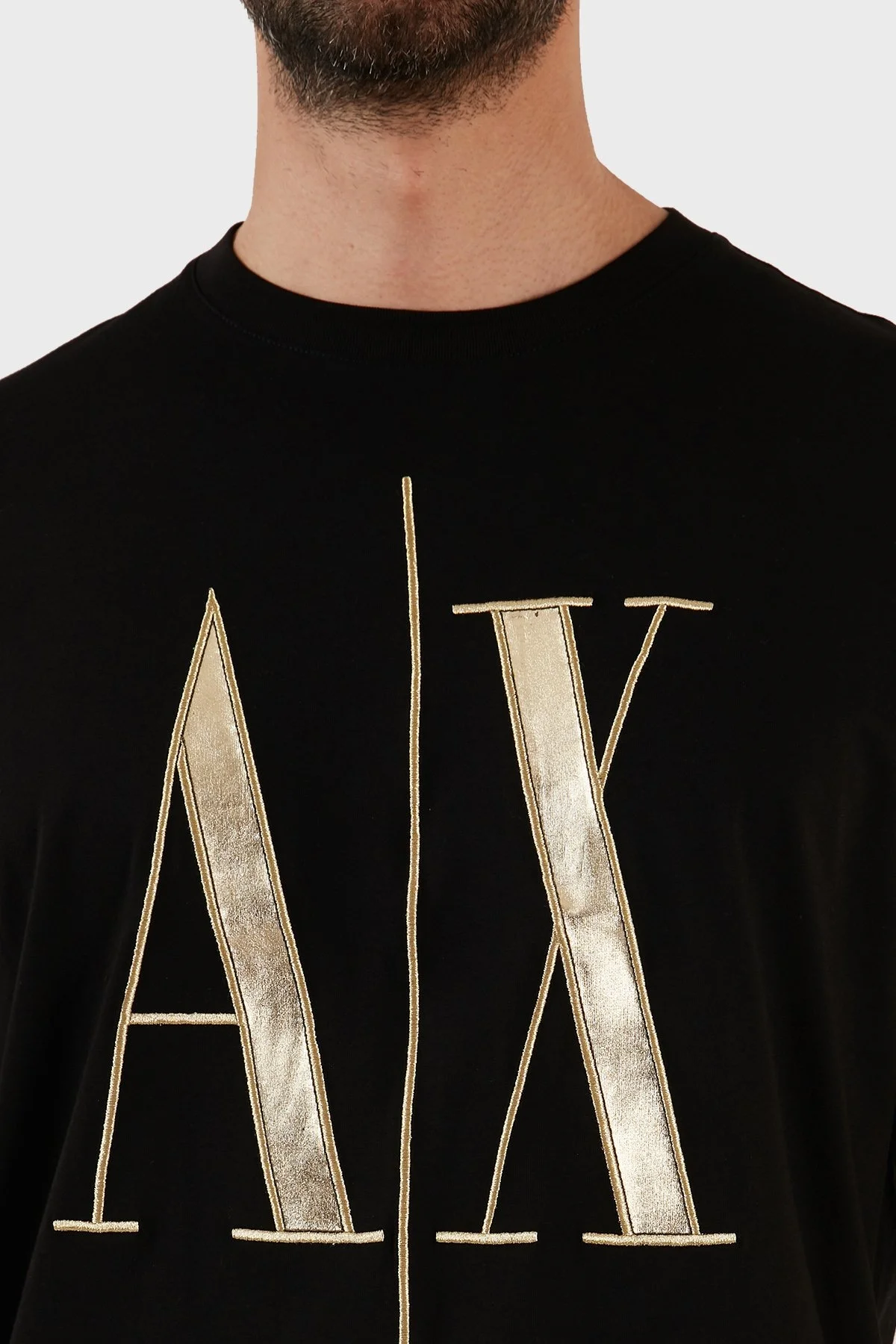 Armani Exchange Logolu Comfort Fit Bisiklet Yaka % 100 Pamuk Erkek T Shirt 8NZTPQ ZJH4Z 1200 SİYAH - 4