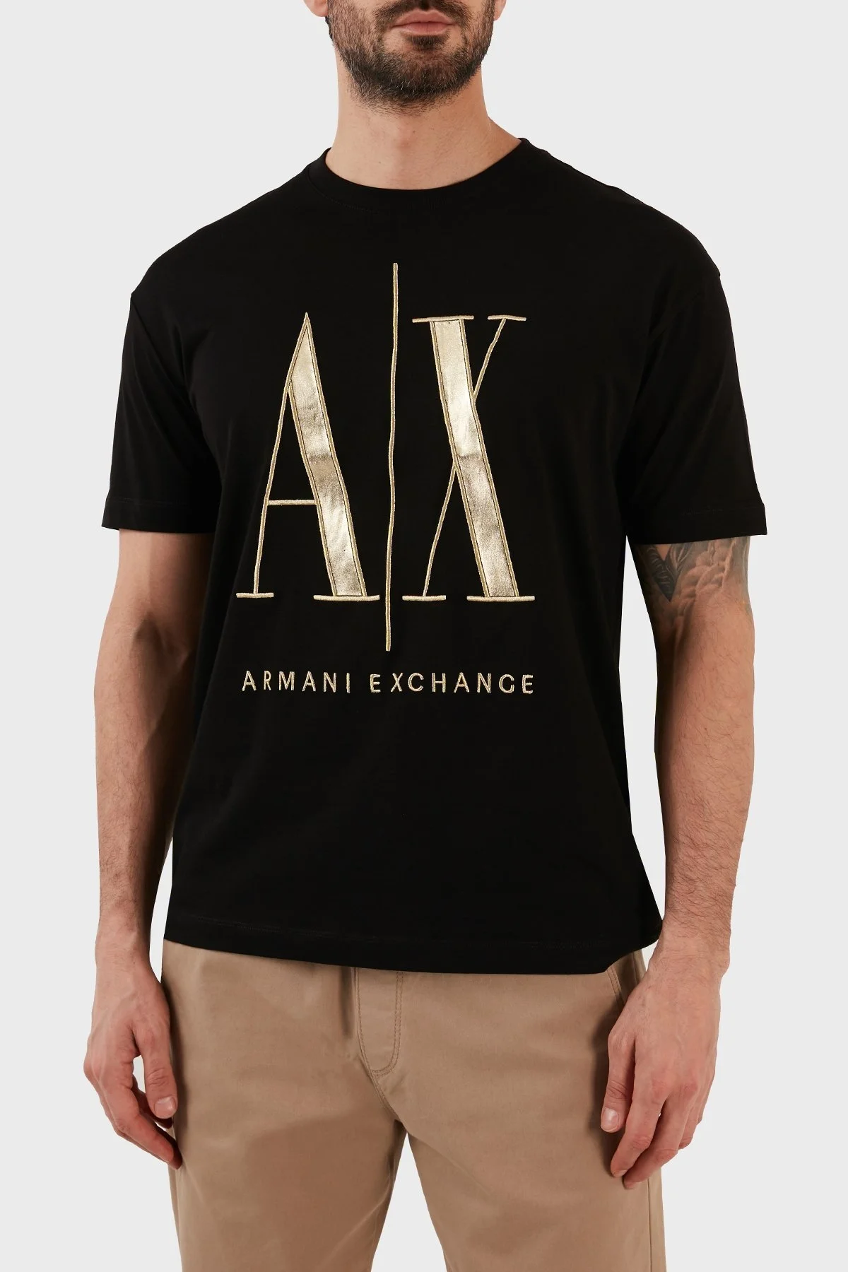 Armani Exchange Logolu Comfort Fit Bisiklet Yaka % 100 Pamuk Erkek T Shirt 8NZTPQ ZJH4Z 1200 SİYAH - 6