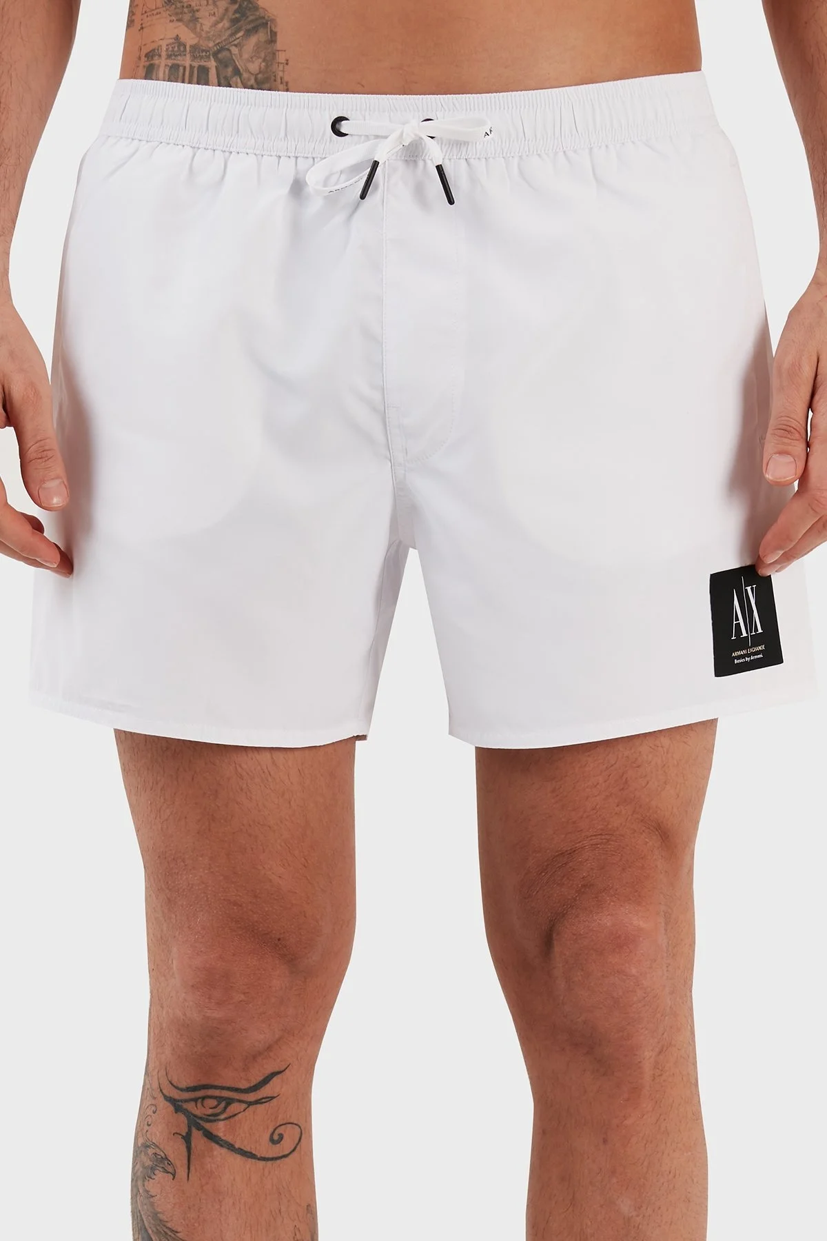 Armani Exchange Logolu Deniz Şortu Belden Bağlamalı Cepli Erkek Mayo Short 953060 3R631 00010 BEYAZ - 2