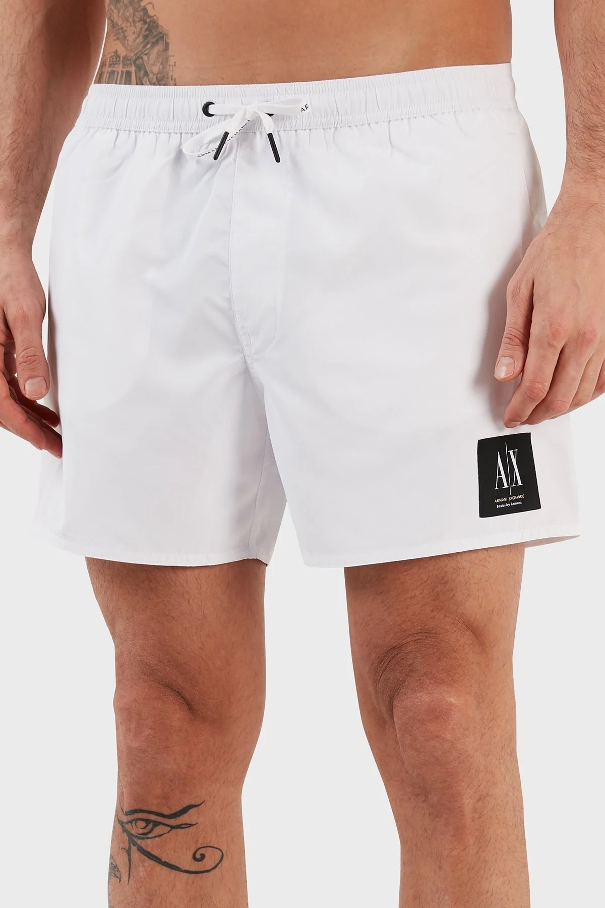 Armani Exchange Logolu Deniz Şortu Belden Bağlamalı Cepli Erkek Mayo Short 953060 3R631 00010 BEYAZ - 3
