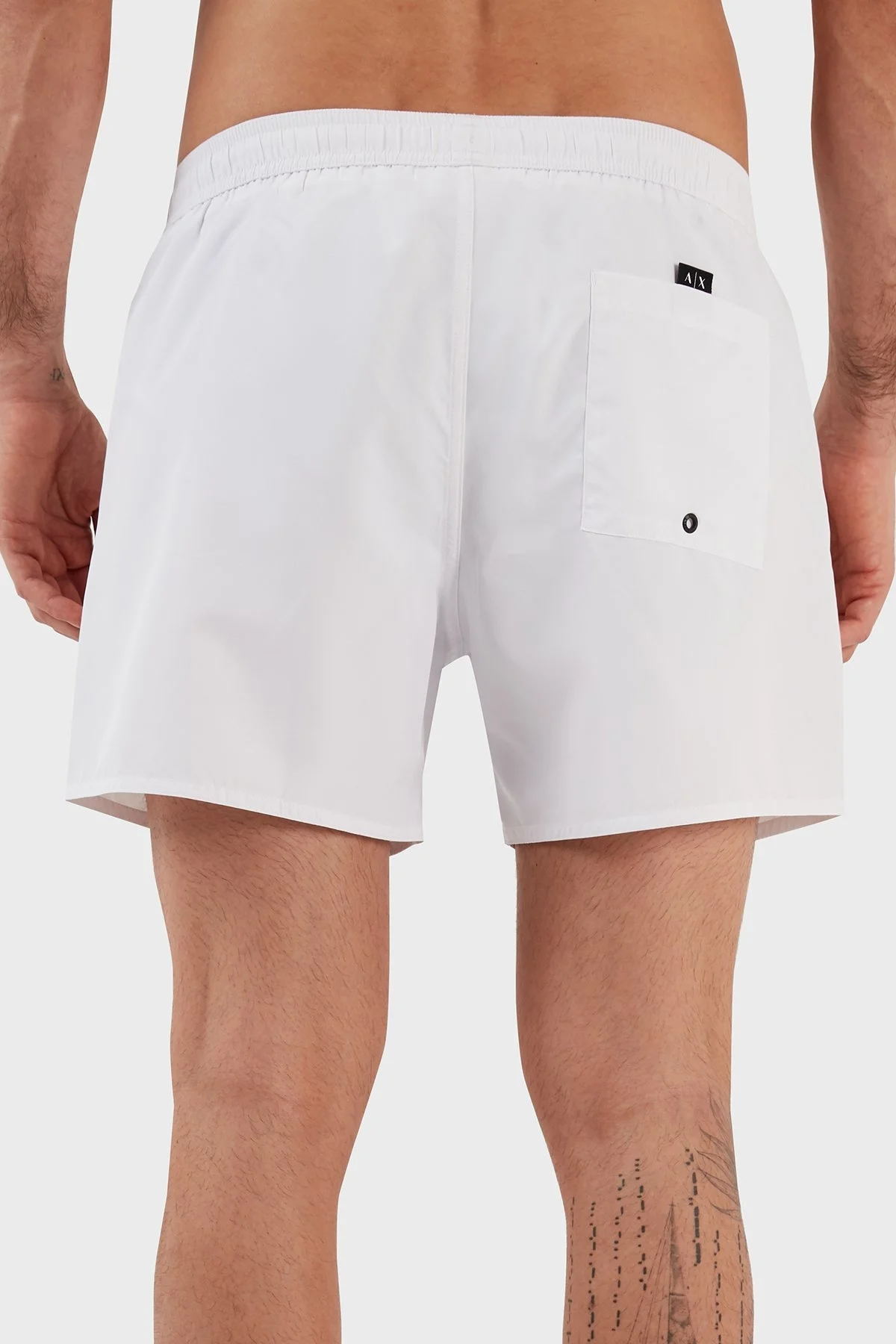 Armani Exchange Logolu Deniz Şortu Belden Bağlamalı Cepli Erkek Mayo Short 953060 3R631 00010 BEYAZ - 5