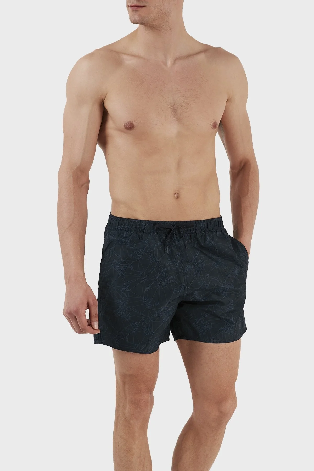 Armani Exchange Logolu Deniz Şortu Belden Bağlamalı Erkek Mayo Short 953001 3R624 54436 LACİVERT - 1