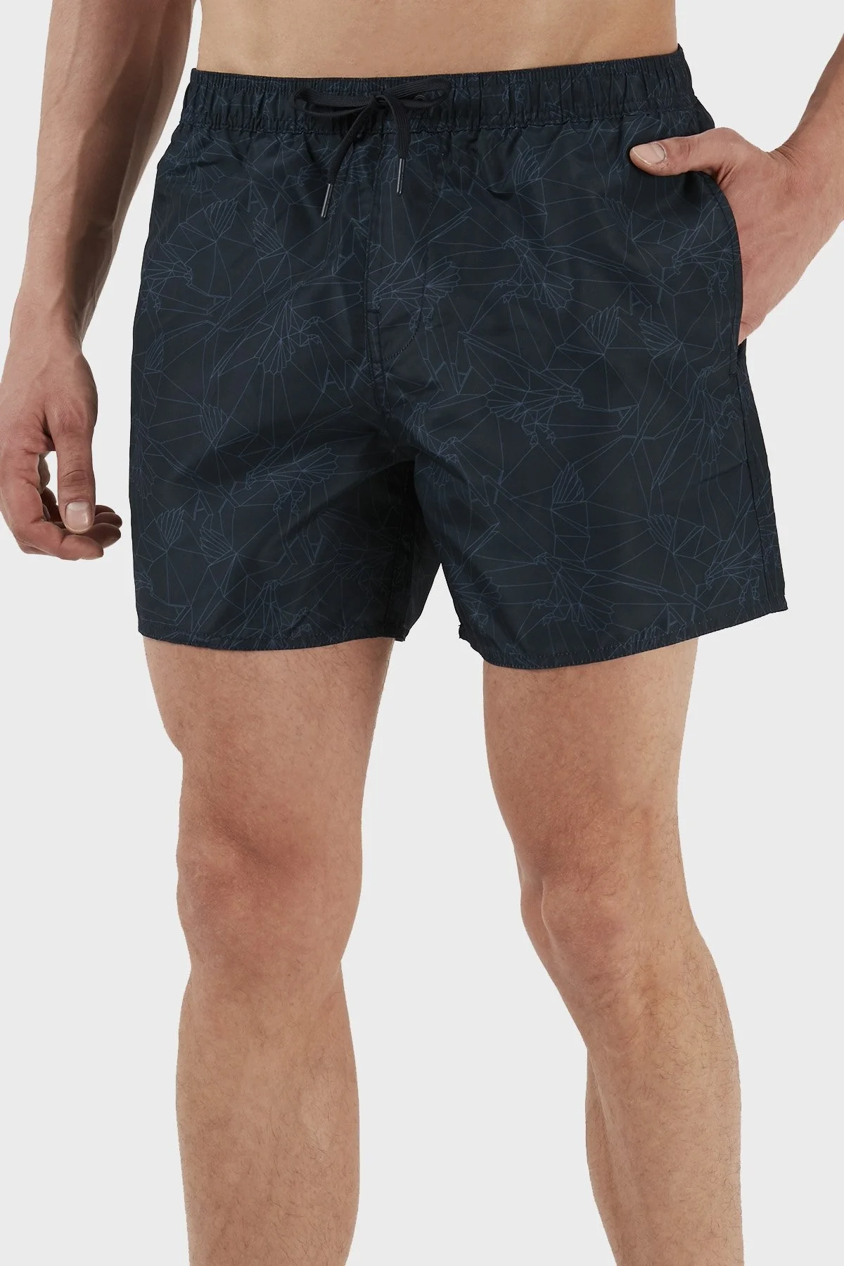 Armani Exchange Logolu Deniz Şortu Belden Bağlamalı Erkek Mayo Short 953001 3R624 54436 LACİVERT - 2