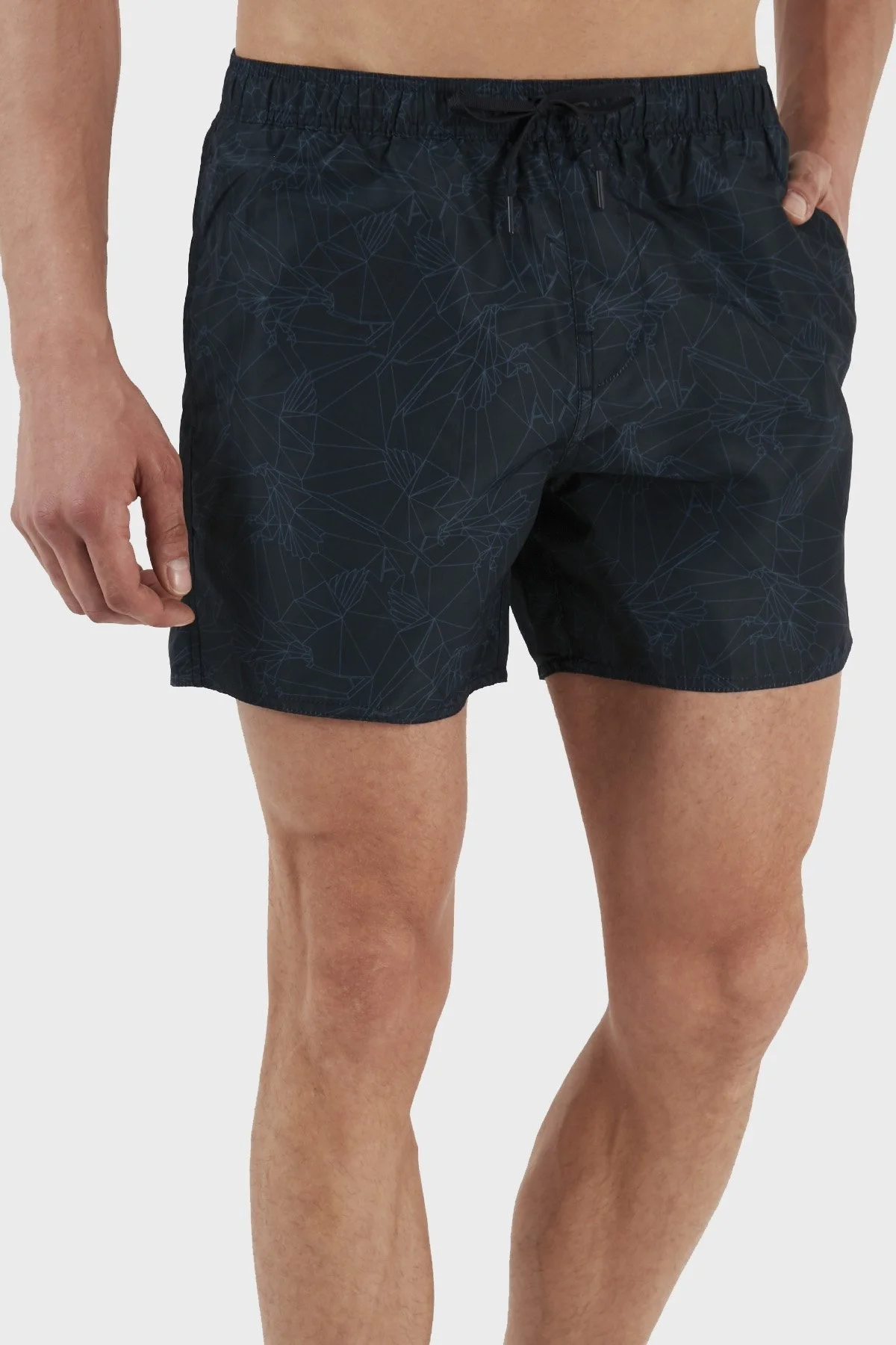 Armani Exchange Logolu Deniz Şortu Belden Bağlamalı Erkek Mayo Short 953001 3R624 54436 LACİVERT - 3