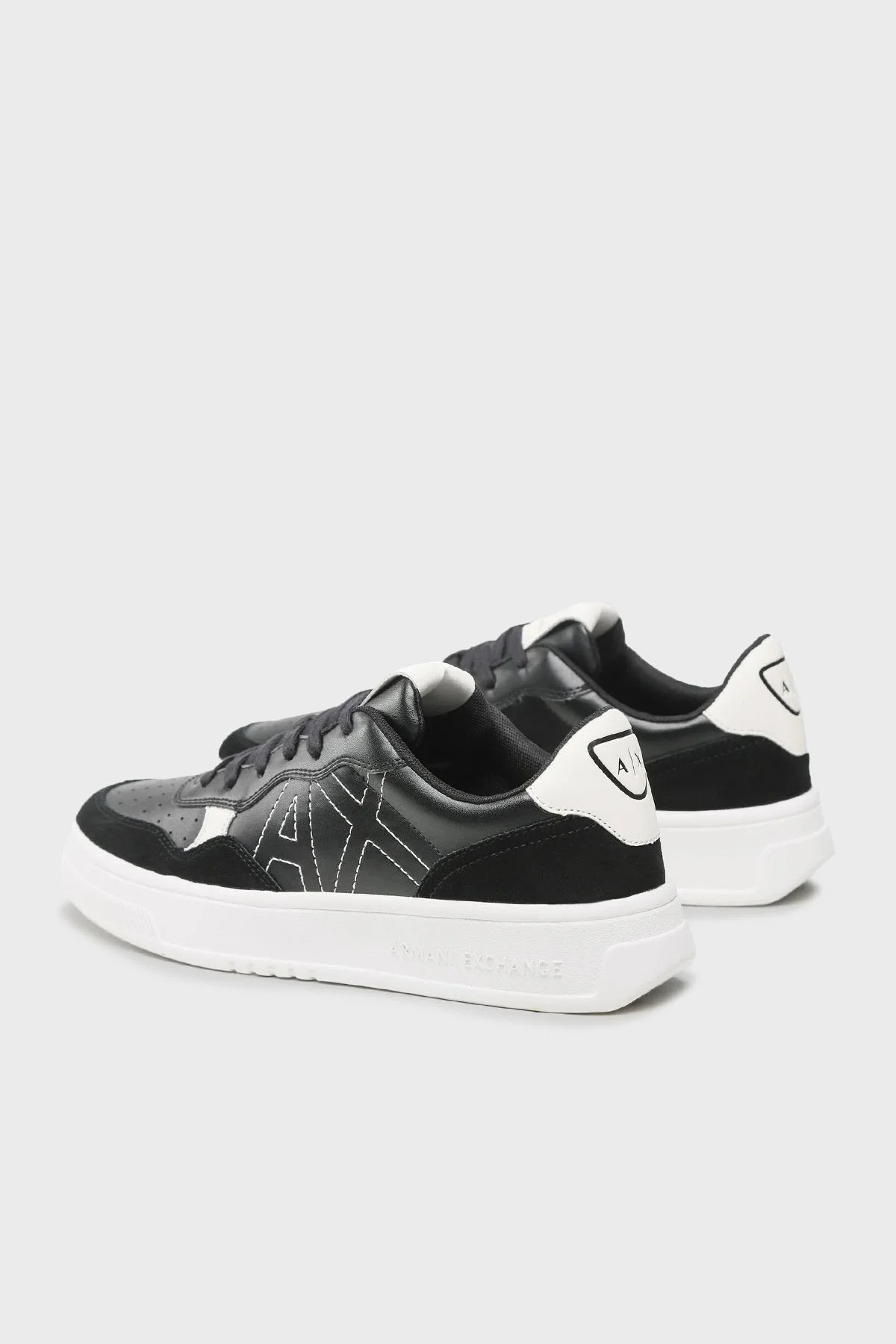 Armani Exchange Logolu Deri Sneaker Erkek Ayakkabı XUX148 XV601 K001 SİYAH - 2