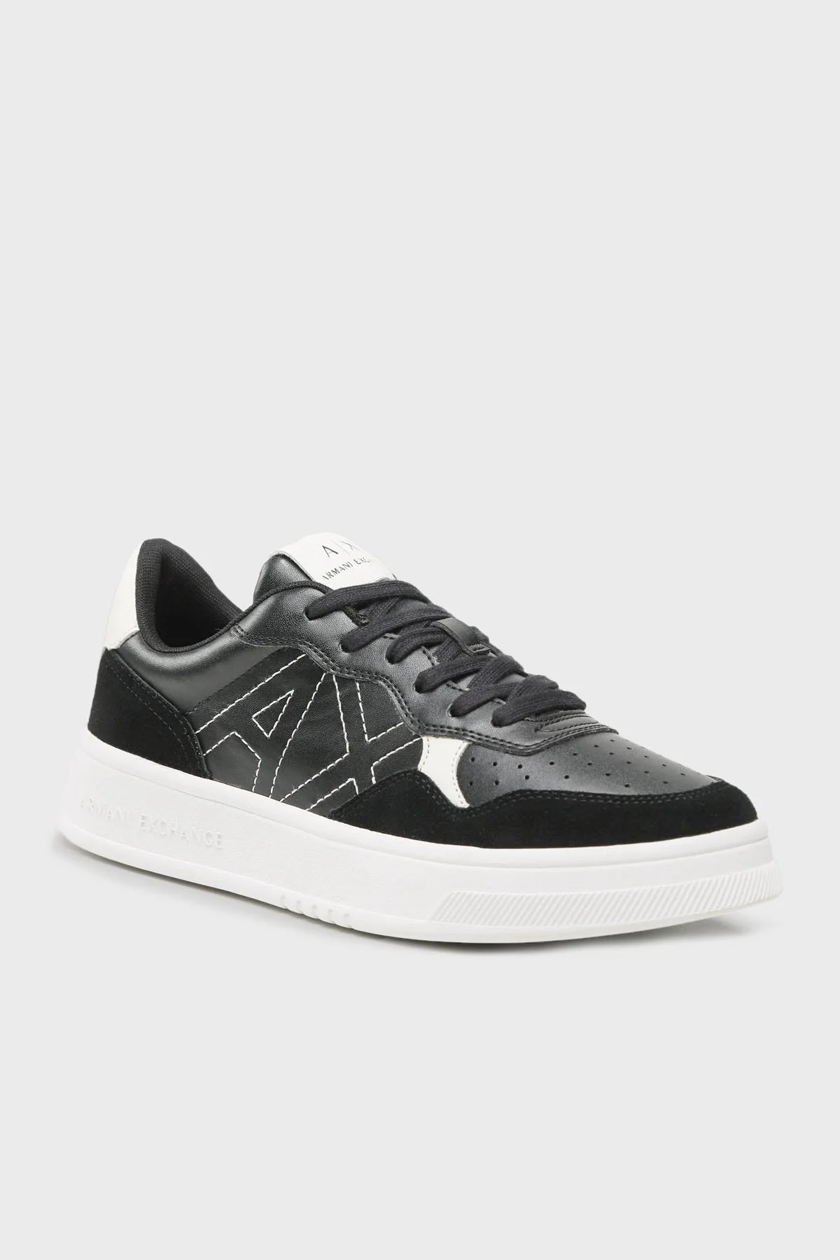 Armani Exchange Logolu Deri Sneaker Erkek Ayakkabı XUX148 XV601 K001 SİYAH - 3