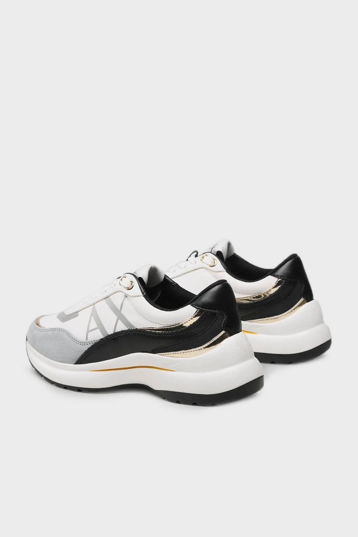Armani Exchange Logolu Deri Süet Spor Bayan Ayakkabı XDX100 XV577 K685 BEYAZ-GRİ - 2