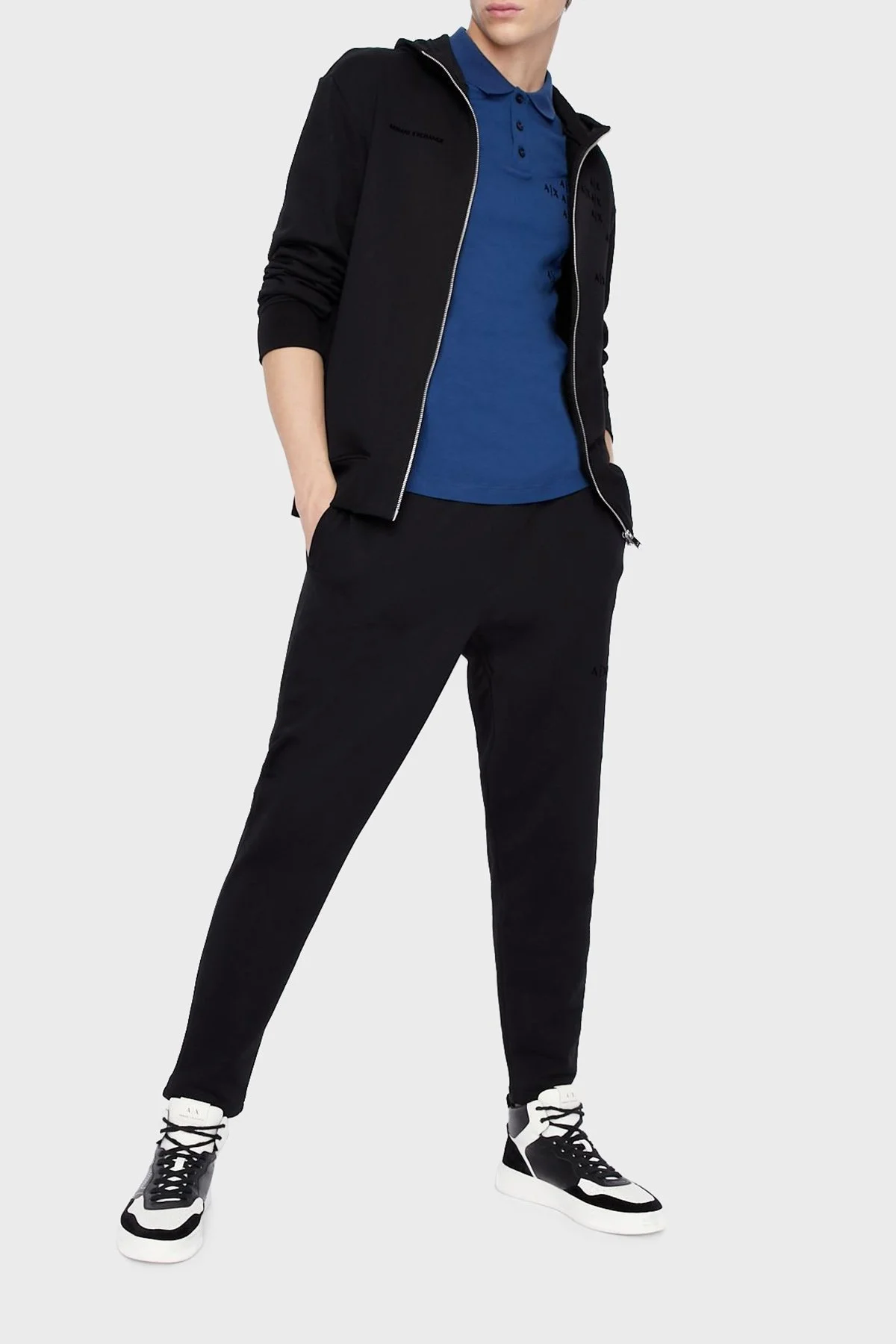 Armani Exchange Logolu Elastik Bel Bantlı Regular Fit Pamuklu Jogger Erkek Pantolon 6LZPAS ZJBWZ 1200 SİYAH - 1