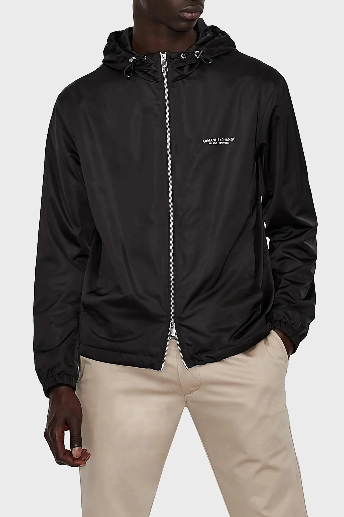 Armani Exchange Logolu Fermuarlı Kapüşonlu Regular Fit Erkek Mont 8NZB50 ZNXYZ 1200 SİYAH - 1