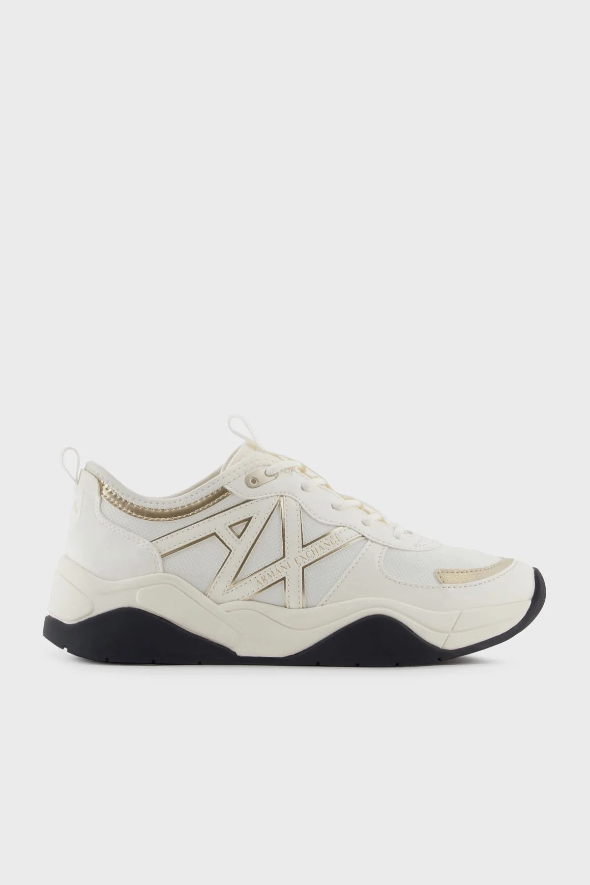 Armani Exchange Logolu File Detaylı Kalın Taban Sneaker Bayan Ayakkabı XDX039 XV311 MZ128 BEYAZ-GOLD - 1