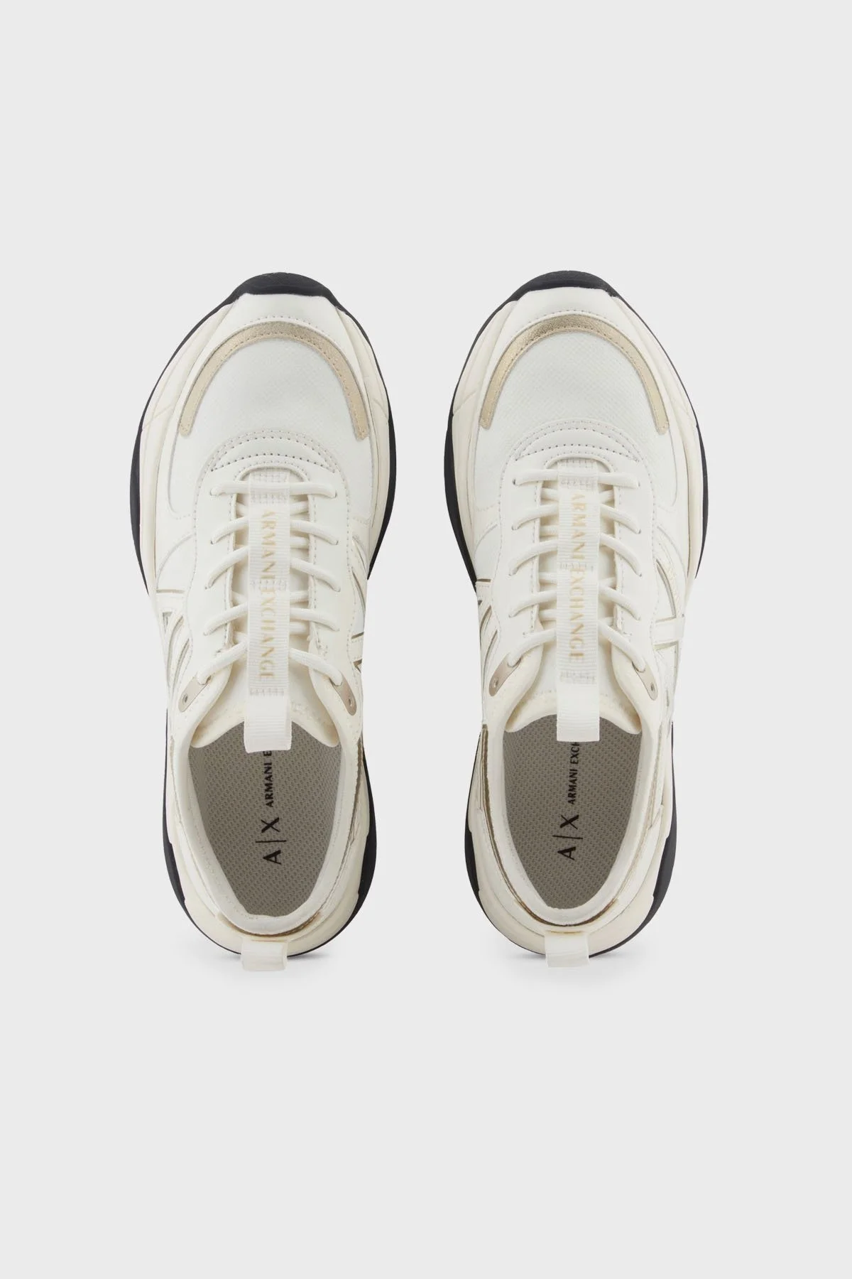 Armani Exchange Logolu File Detaylı Kalın Taban Sneaker Bayan Ayakkabı XDX039 XV311 MZ128 BEYAZ-GOLD - 3