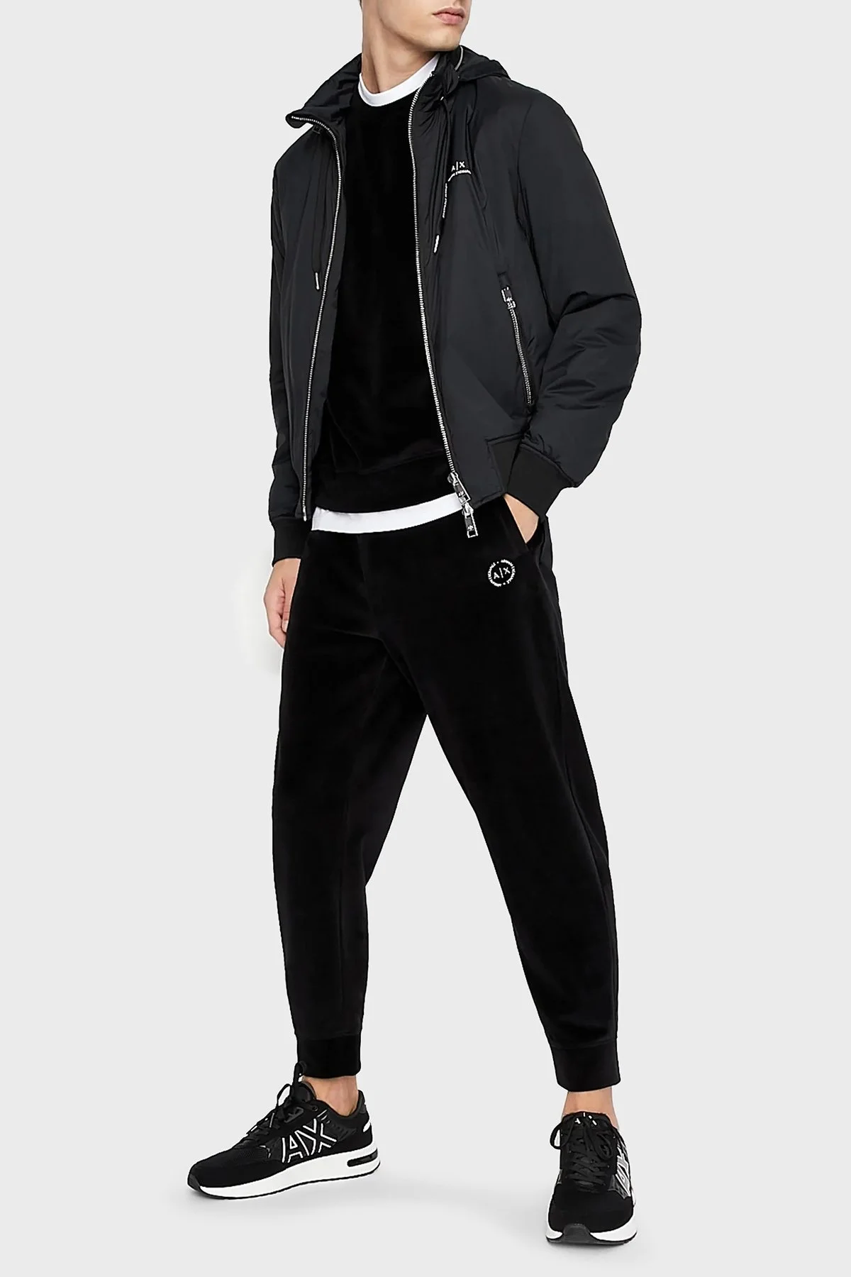 Armani Exchange Logolu Gizli Kapüşonlu Regular Fit Erkek Mont 8NZB60 ZN97Z 1200 SİYAH - 2