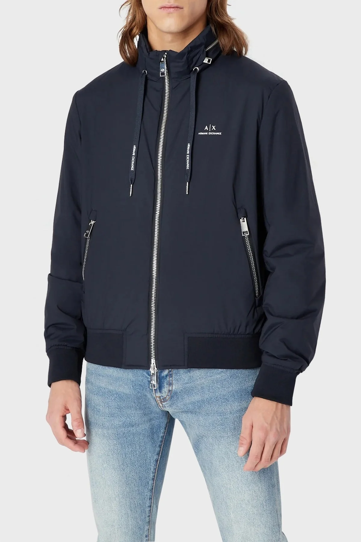 Armani Exchange Logolu Gizli Kapüşonlu Regular Fit Erkek Mont 8NZB60 ZN97Z 1583 LACİVERT - 1