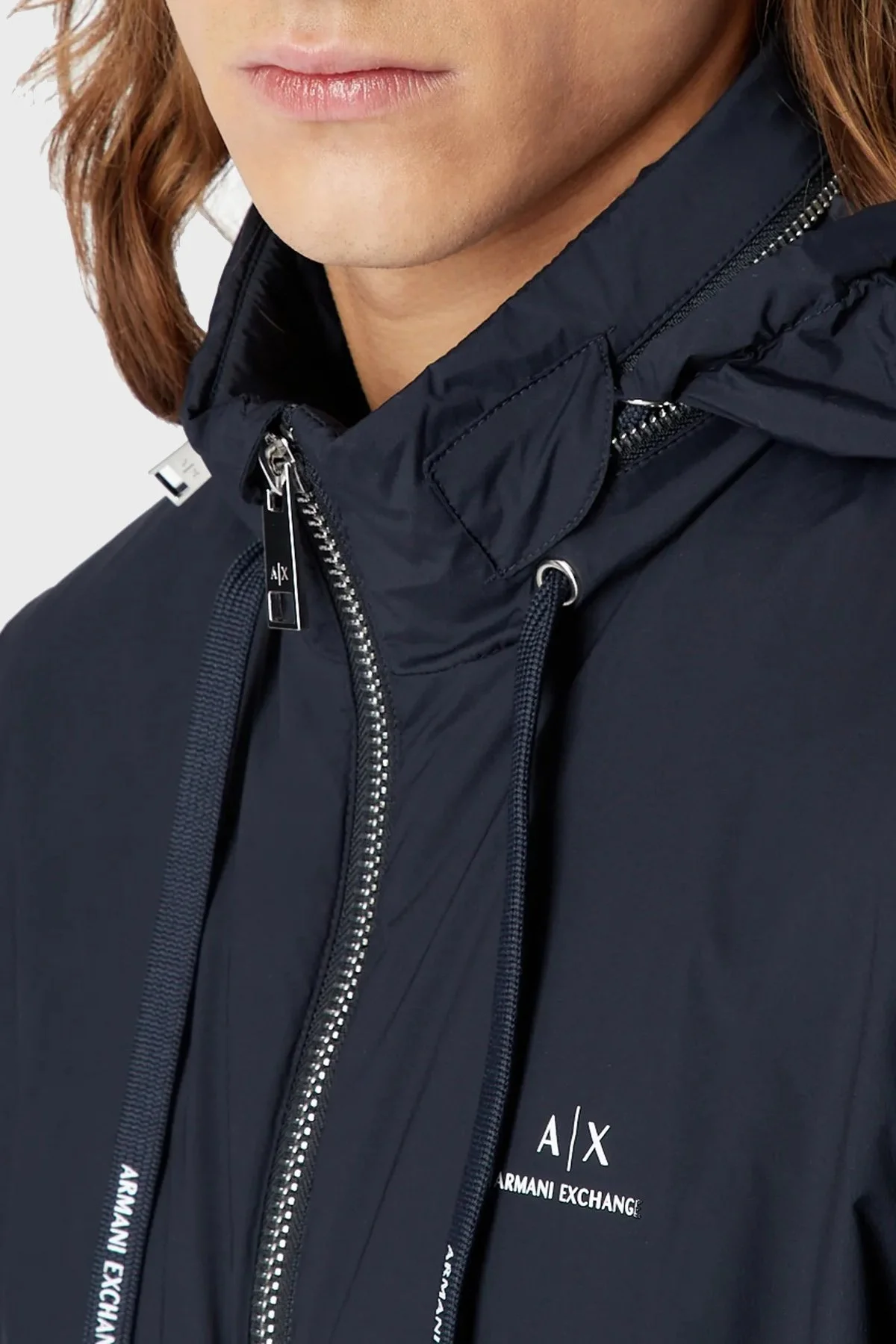 Armani Exchange Logolu Gizli Kapüşonlu Regular Fit Erkek Mont 8NZB60 ZN97Z 1583 LACİVERT - 5