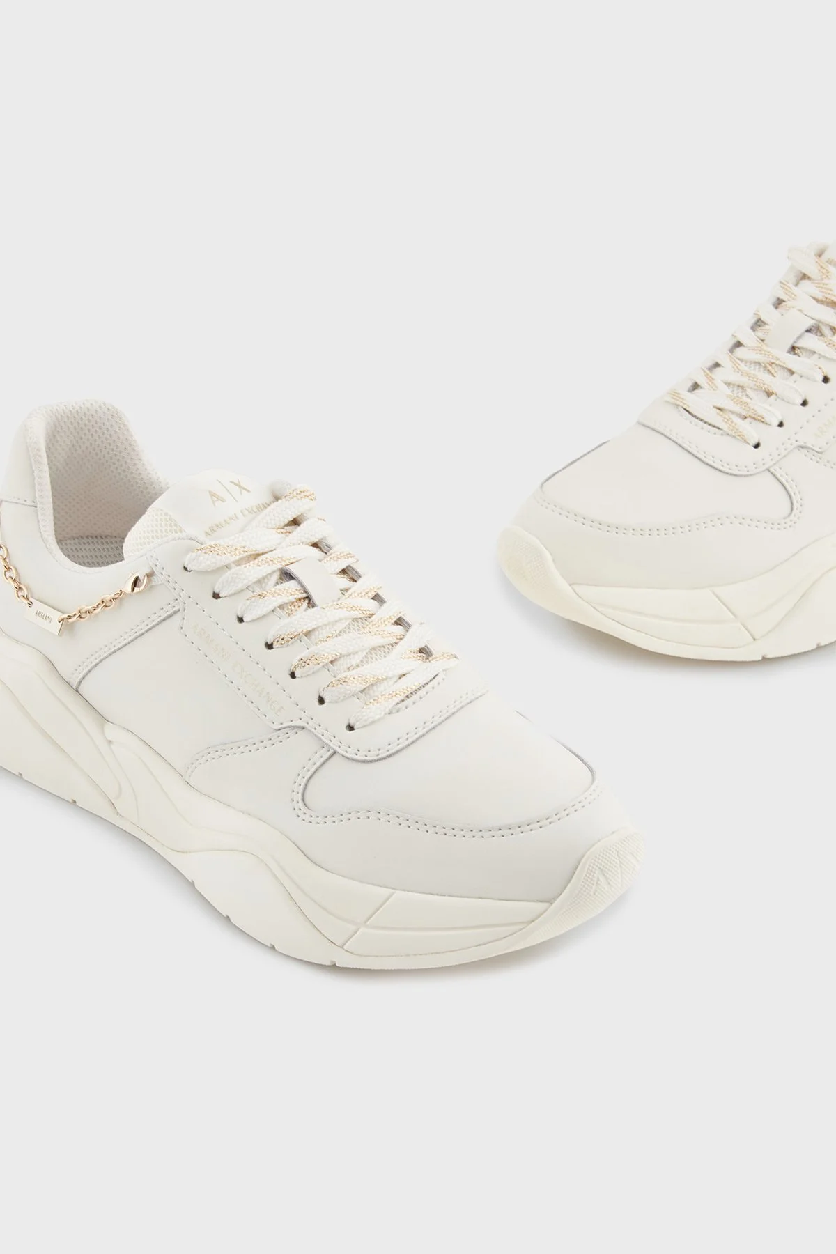 Armani Exchange Logolu Hakiki Deri Kalın Taban Sneaker Kadın Ayakkabı XW001617 AF17443 M0107 Beyaz - 4