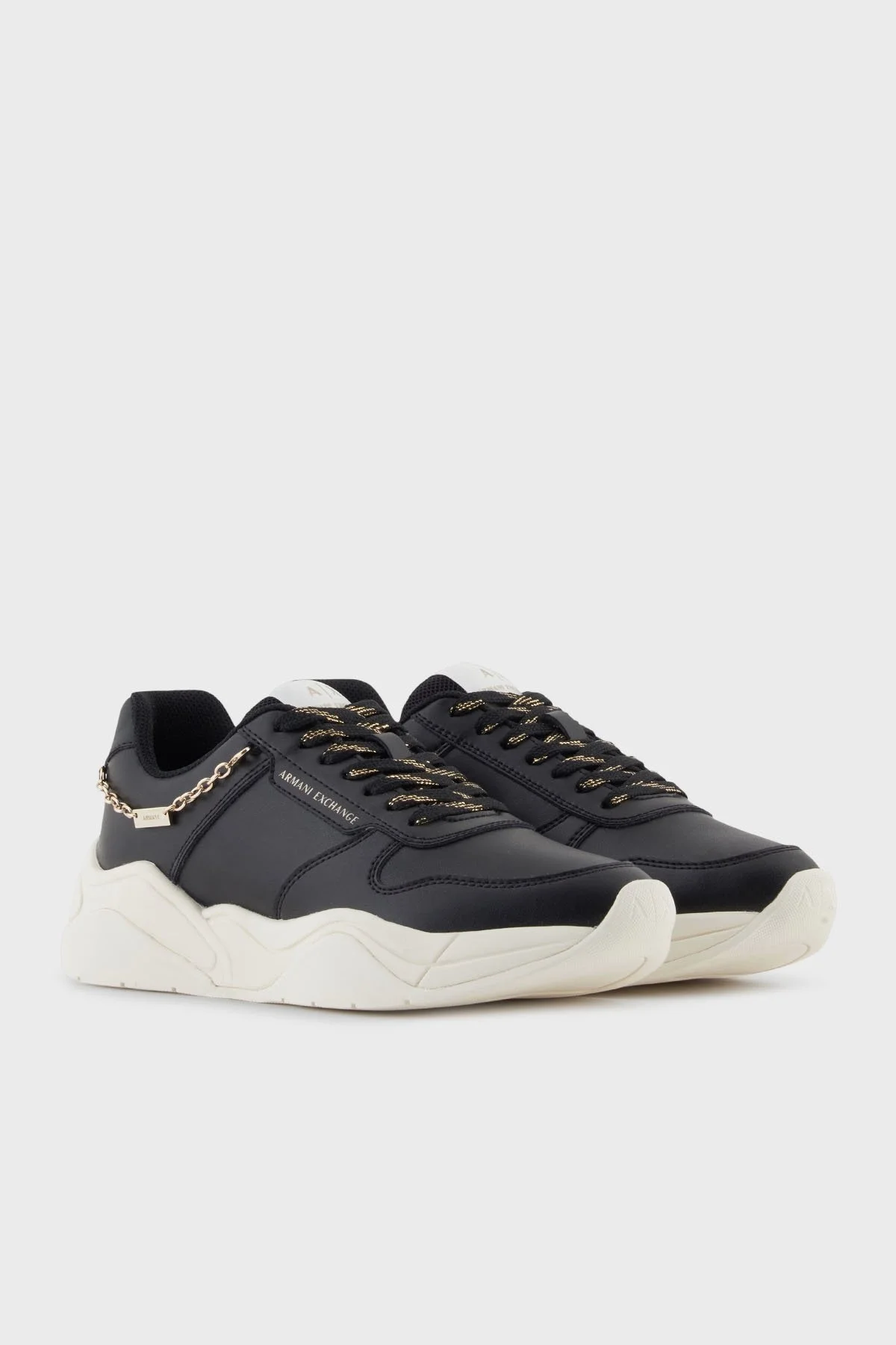 Armani Exchange Logolu Hakiki Deri Kalın Taban Sneaker Bayan Ayakkabı XW001617 AF17443 MC005 SİYAH - 2