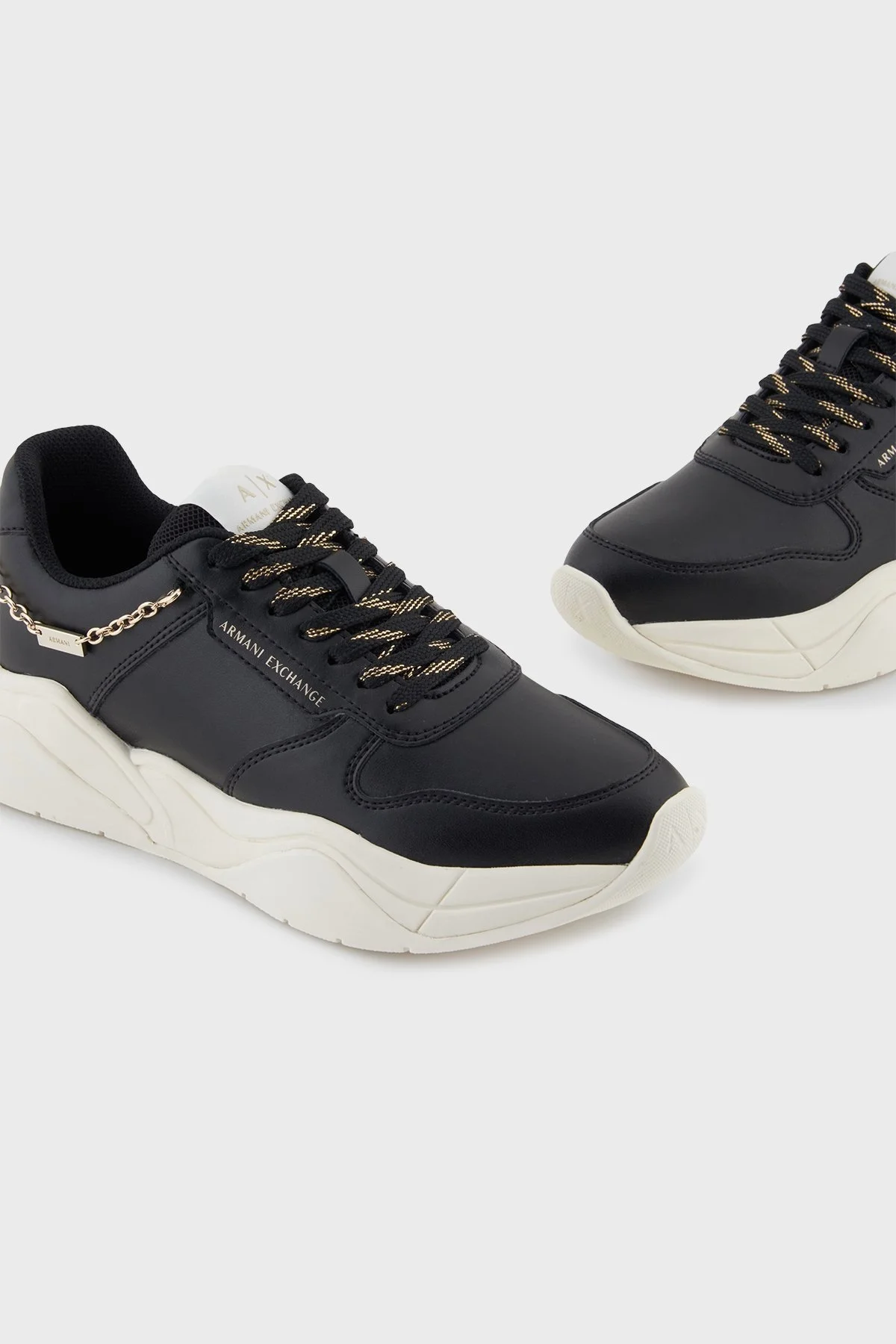 Armani Exchange Logolu Hakiki Deri Kalın Taban Sneaker Bayan Ayakkabı XW001617 AF17443 MC005 SİYAH - 4